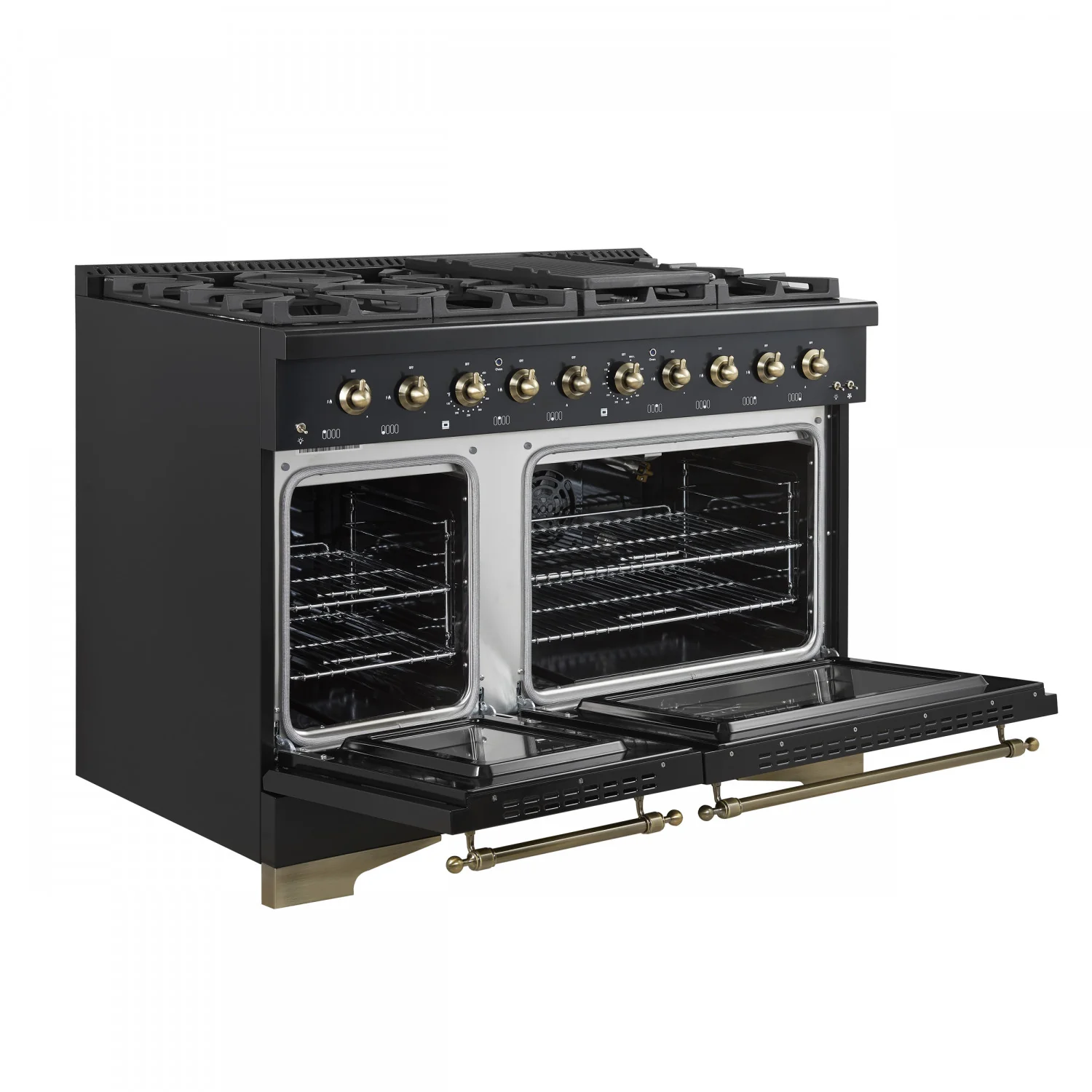 Forno Antico 48" Black Freestanding Double Oven Gas Range (5.5 Cu. Ft.) - FFSGS6219-48BLK - Image 5