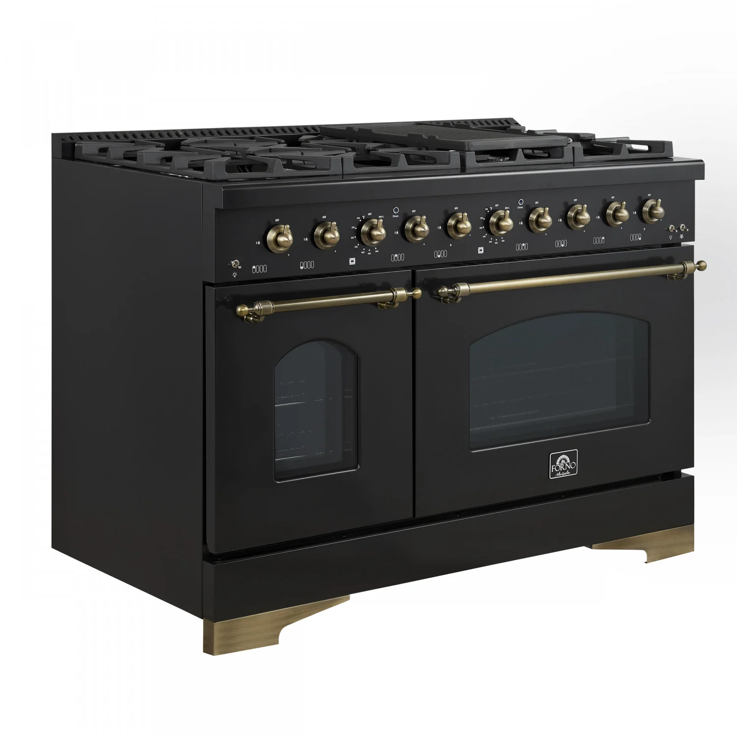 Forno Antico 48" Black Freestanding Dual Fuel Double Oven Range (5.5 Cu. Ft.) - FFSGS6113-48BLK - Image 2