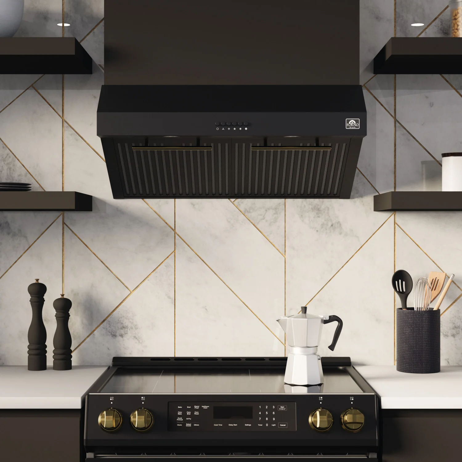 Forno Bari Black 30" 400 CFM Under Cabinet Range Hood - FRHUC5255-30BLK - Image 13