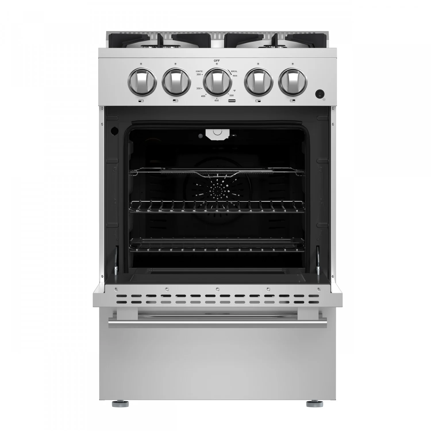 Forno Breno 24" Stainless Steel Freestanding Gas Range with Air Fry (2.3 Cu. Ft.) - FFSGS6290-24 - Image 2