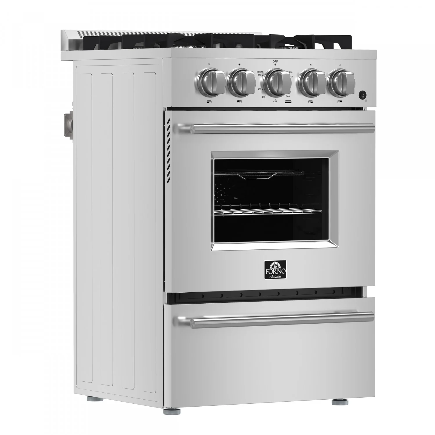 Forno Breno 24" Stainless Steel Freestanding Gas Range with Air Fry (2.3 Cu. Ft.) - FFSGS6290-24 - Image 3