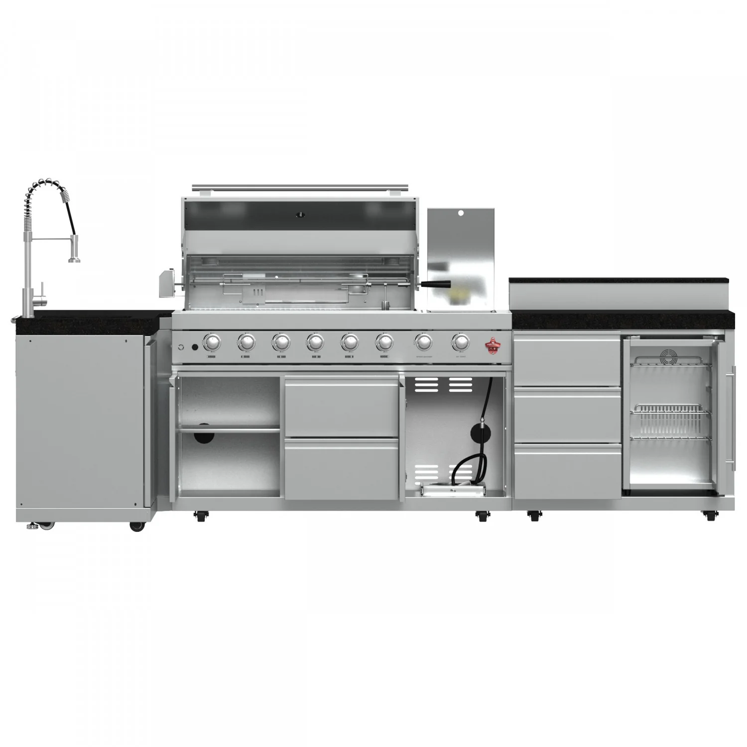 Forno Bulnes Black Countertop Outdoor Kitchen with 40" 84,000 BTU BBQ and Beverage Centre - FODKT2520BLK - Image 2