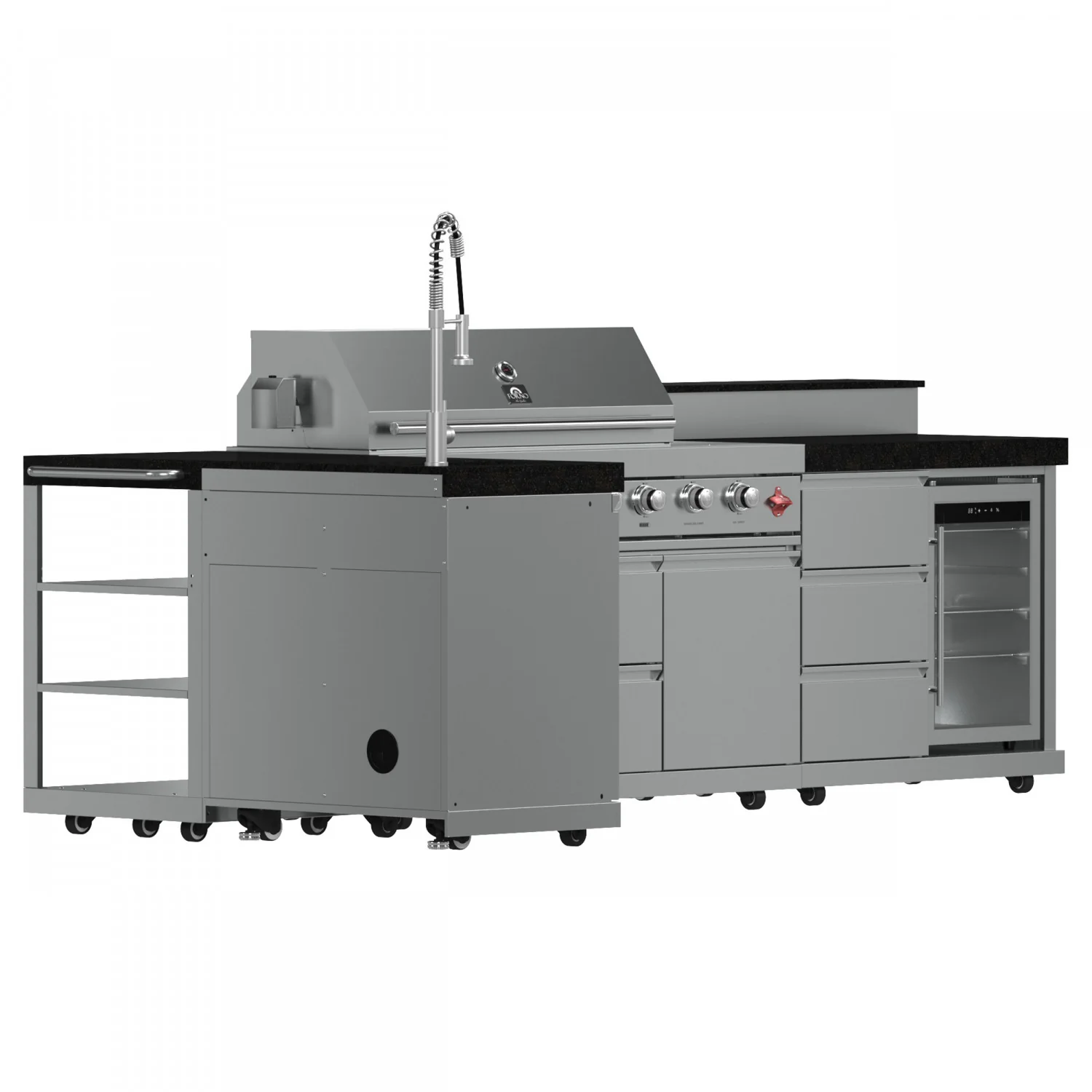 Forno Bulnes Black Countertop Outdoor Kitchen with 40" 84,000 BTU BBQ and Beverage Centre - FODKT2520BLK - Image 3