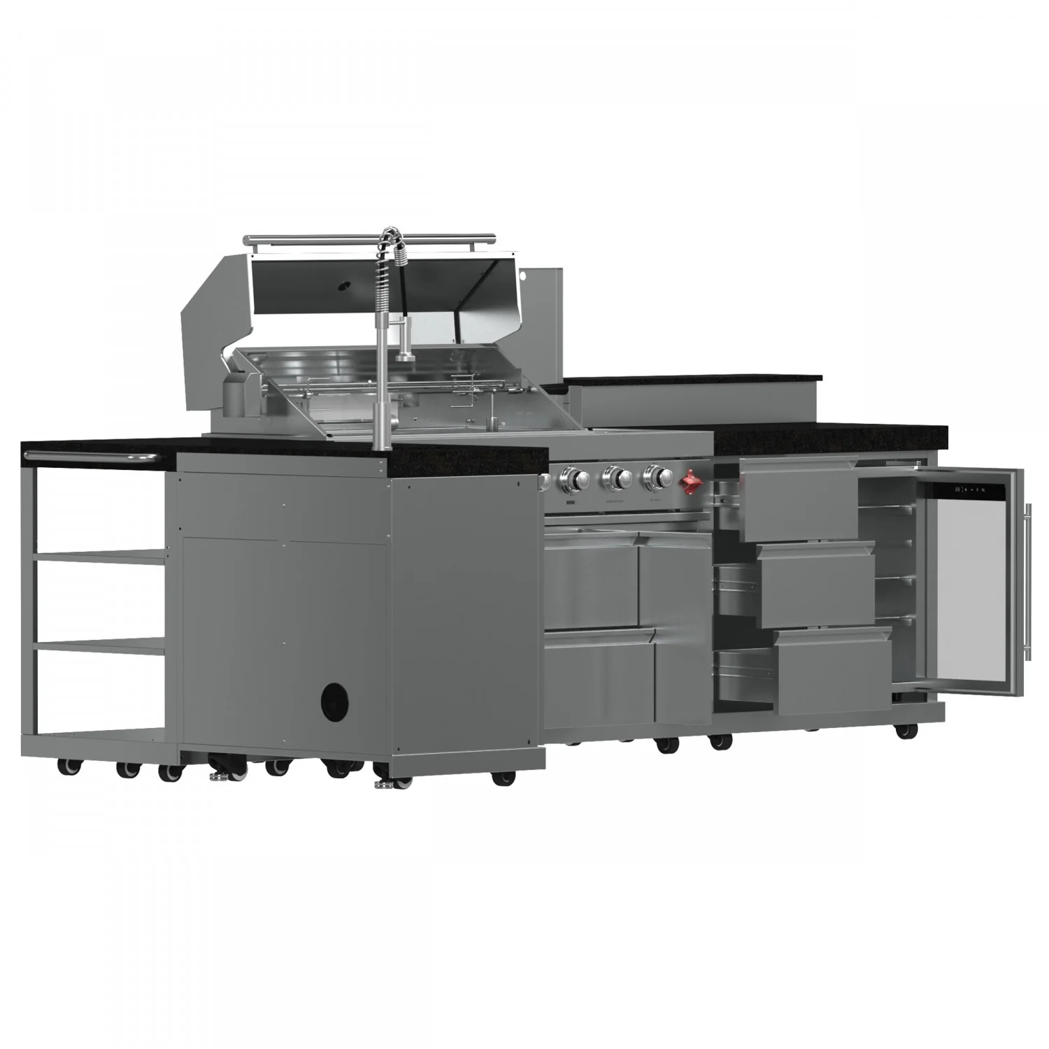 Forno Bulnes Black Countertop Outdoor Kitchen with 40" 84,000 BTU BBQ and Beverage Centre - FODKT2520BLK - Image 4