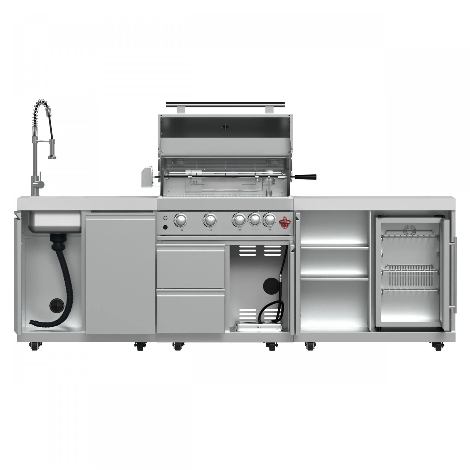 Forno Bulnes White Countertop Outdoor Kitchen with 30" 60,000 BTU BBQ and Beverage Centre - FODKT2506WHT - Image 2