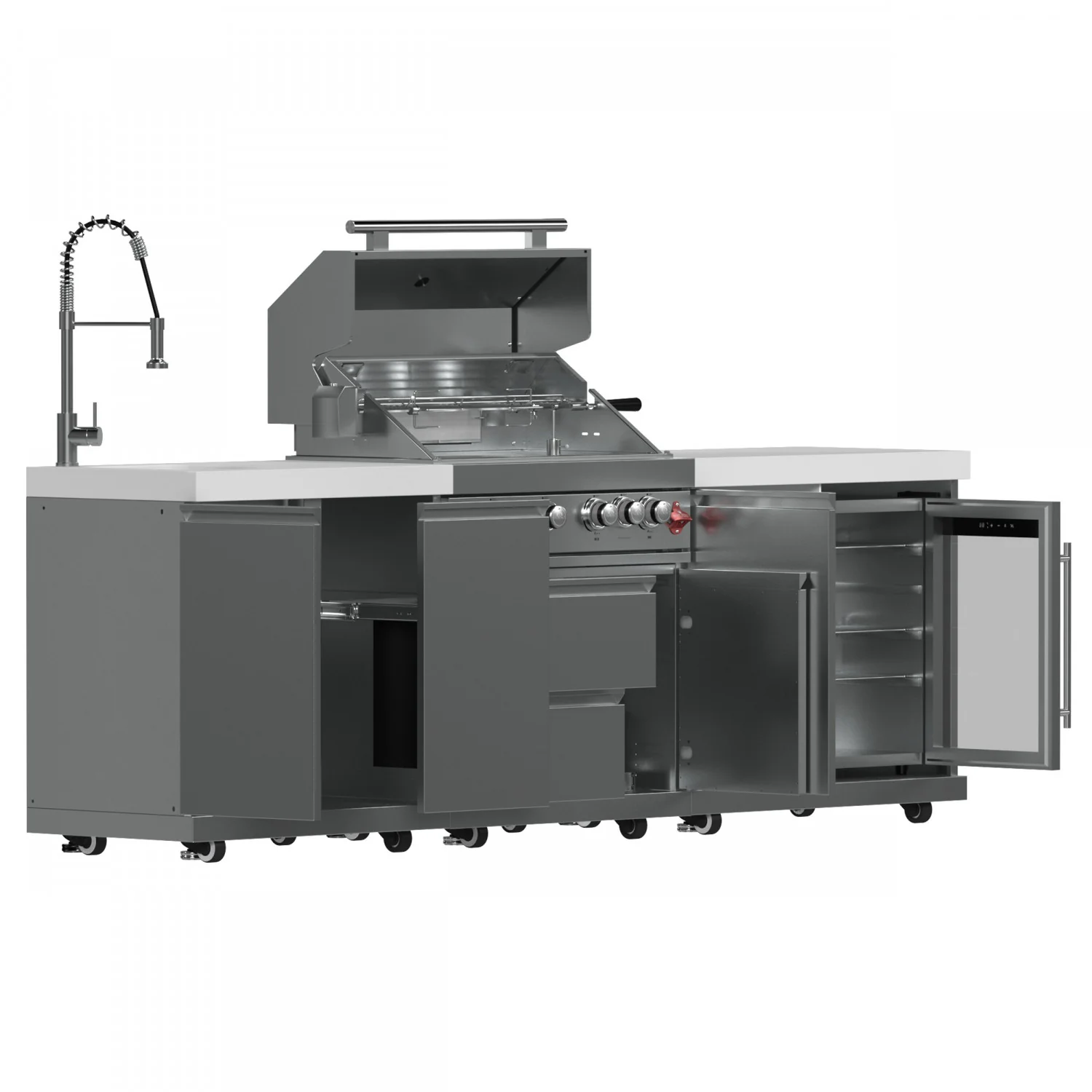 Forno Bulnes White Countertop Outdoor Kitchen with 30" 60,000 BTU BBQ and Beverage Centre - FODKT2506WHT - Image 4