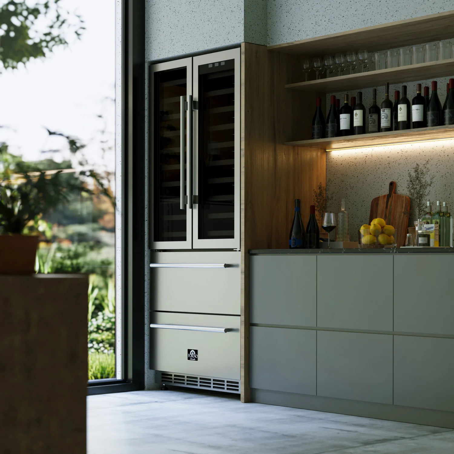 Forno Campania 32" 17.7 Cu.Ft.Stainless Steel 120 Bottle Dual Wine Cooler with Two Beverage Drawers - FWCDR6635-32S - Image 16