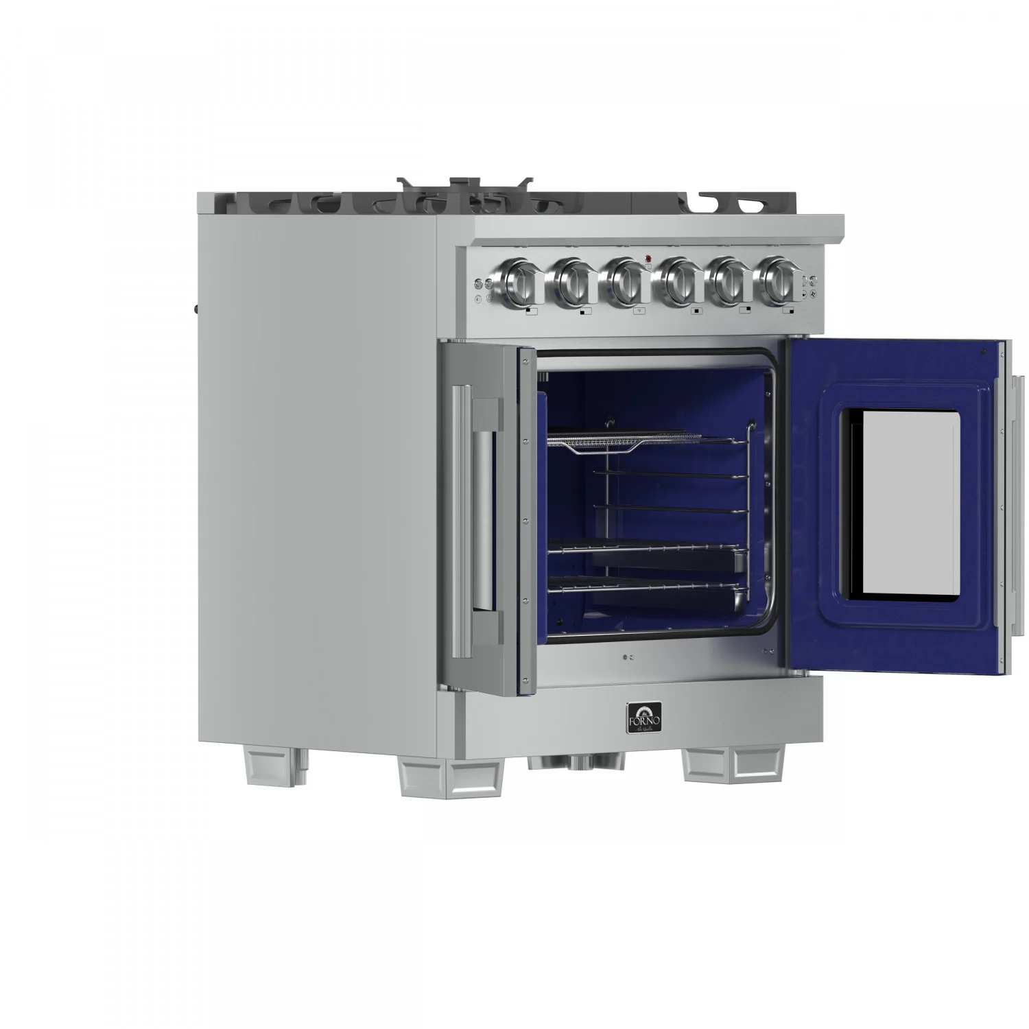 Forno Capriasca 30" Stainless Steel French Door Freestanding Gas Range with Air Fry (4.32 Cu. Ft.) - FFSGS6460-30 - Image 4