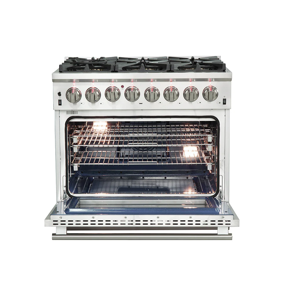 Forno Capriasca 36" Stainless Steel Dual Fuel Range with True Convection (5.36 Cu. Ft.) - FFSGS6187-36 - Image 3