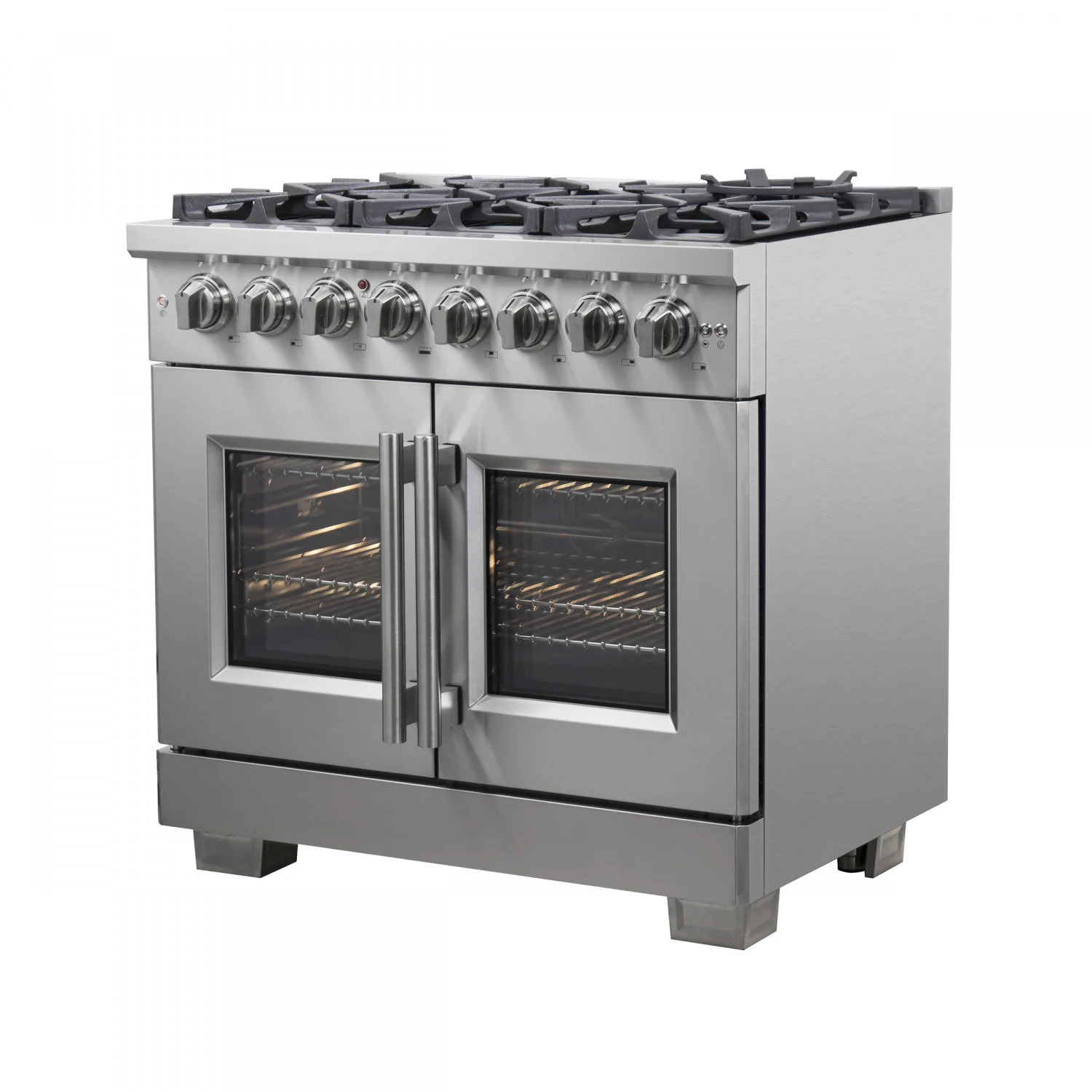 Forno Capriasca 36" Stainless Steel French Door Dual Fuel Range with True Convection (5.36 Cu. Ft.) - FFSGS6387-36 - Image 2