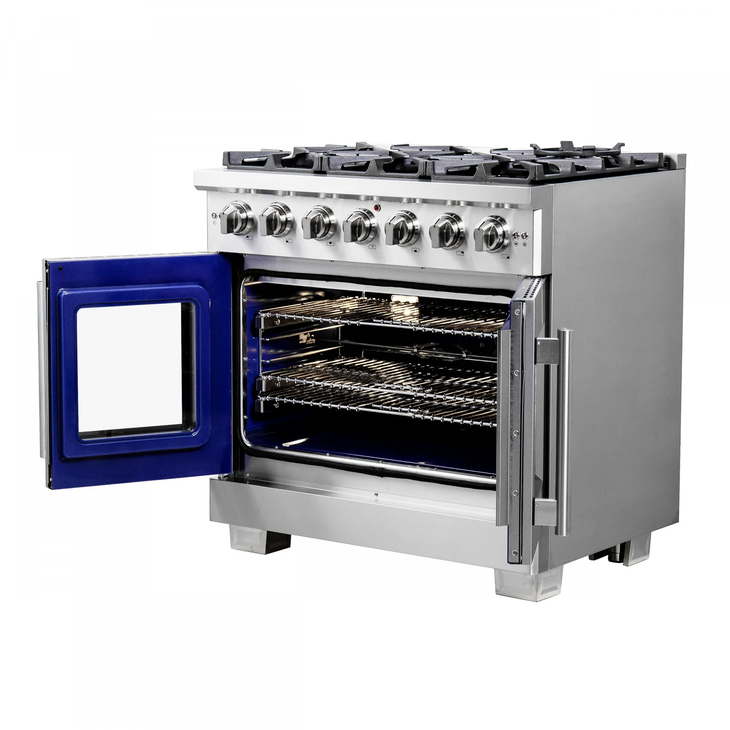 Forno Capriasca 36" Stainless Steel French Door Freestanding Gas Range with Air Fry (5.36 Cu. Ft.) - FFSGS6460-36 - Image 10