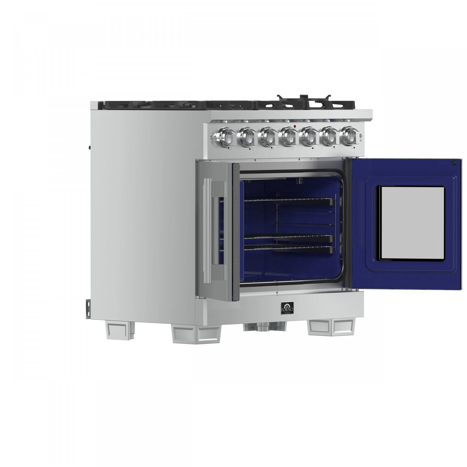 Forno Capriasca 36" Stainless Steel French Door Freestanding Gas Range with Air Fry (5.36 Cu. Ft.) - FFSGS6460-36 - Image 4