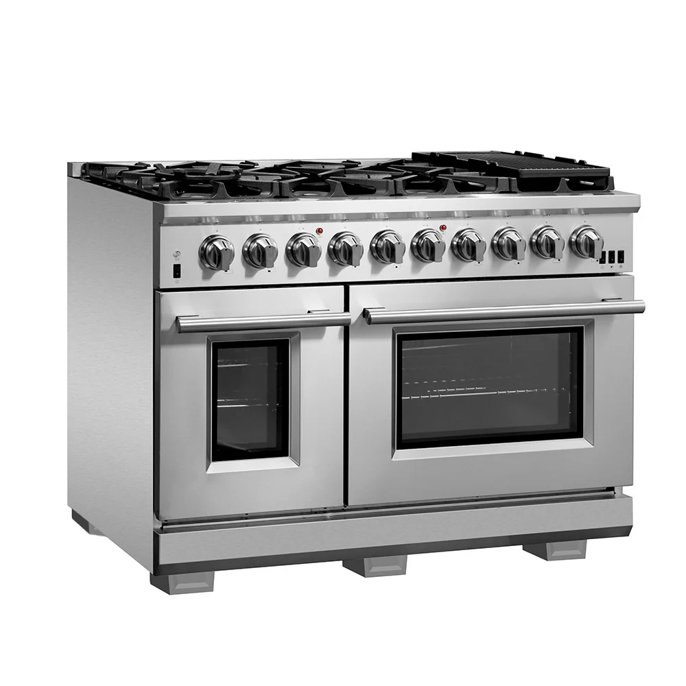 Forno Capriasca 48" Stainless Steel Freestanding Double Oven Gas Range (6.58 Cu. Ft.) - FFSGS6260-48 - Image 2