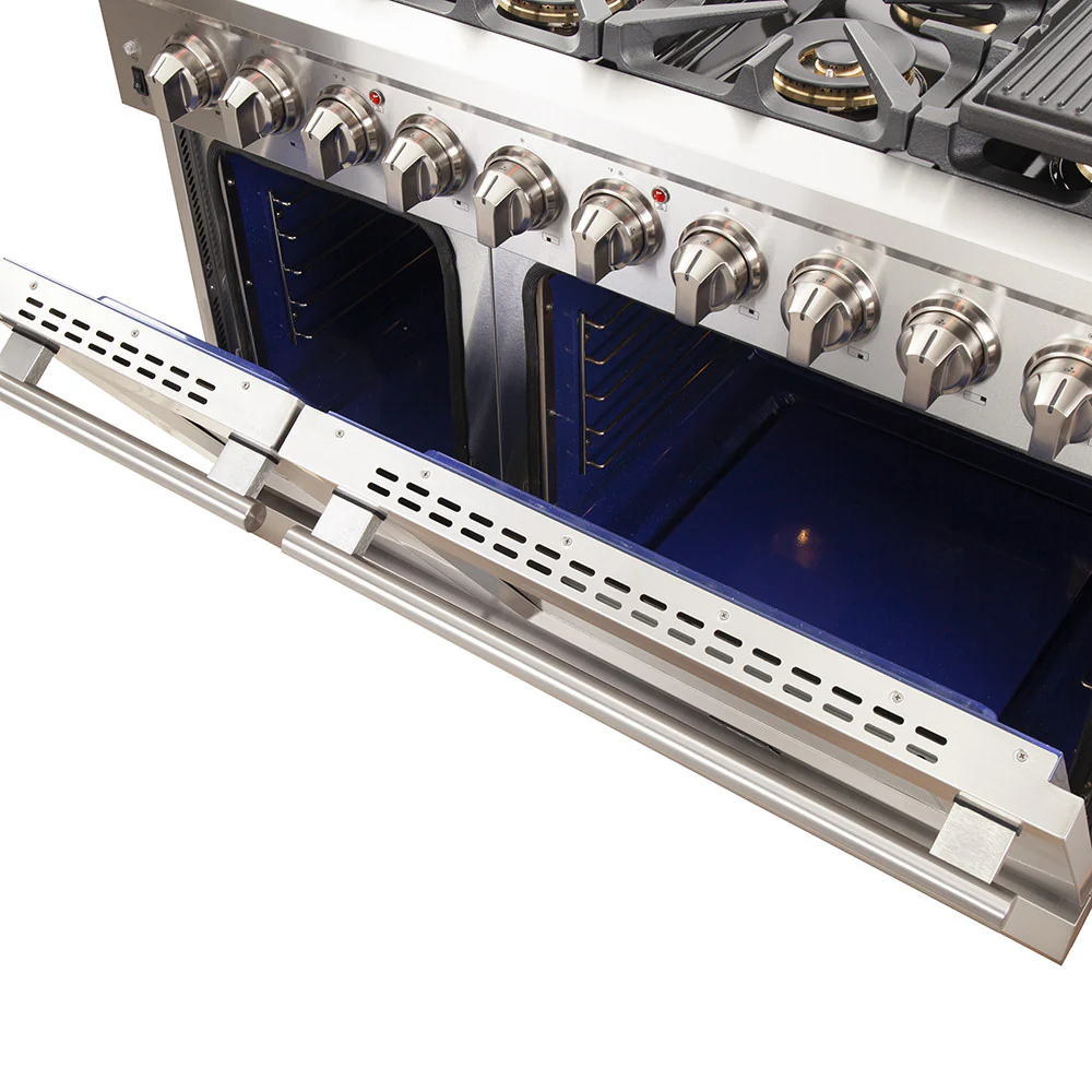 Forno Capriasca 48" Stainless Steel Freestanding Double Oven Gas Range (6.58 Cu. Ft.) - FFSGS6260-48 - Image 6