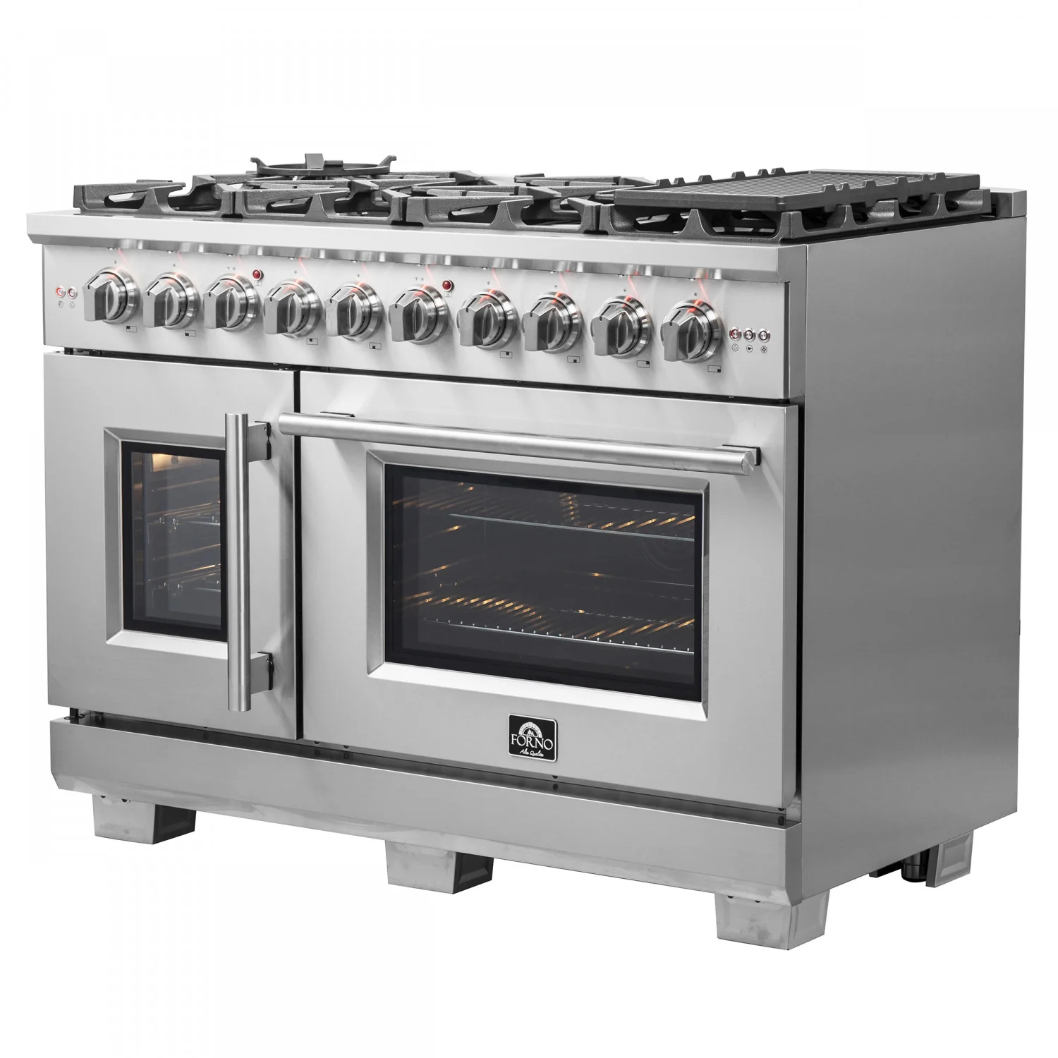 Forno Capriasca 48" Stainless Steel Freestanding Double Oven Gas Range with Air Fry (6.58 Cu. Ft.) - FFSGS6460-48 - Image 2
