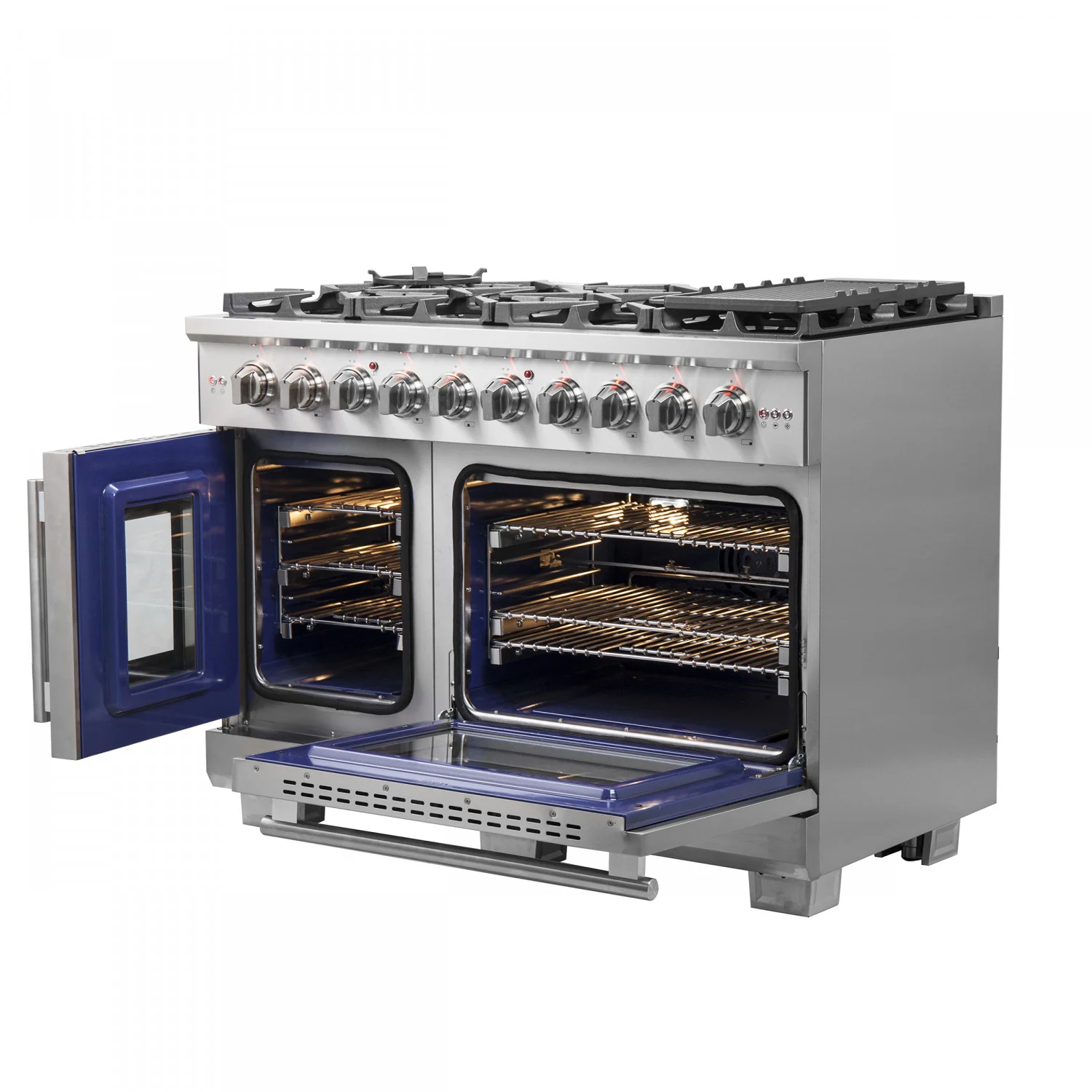 Forno Capriasca 48" Stainless Steel Freestanding Double Oven Gas Range with Air Fry (6.58 Cu. Ft.) - FFSGS6460-48 - Image 4