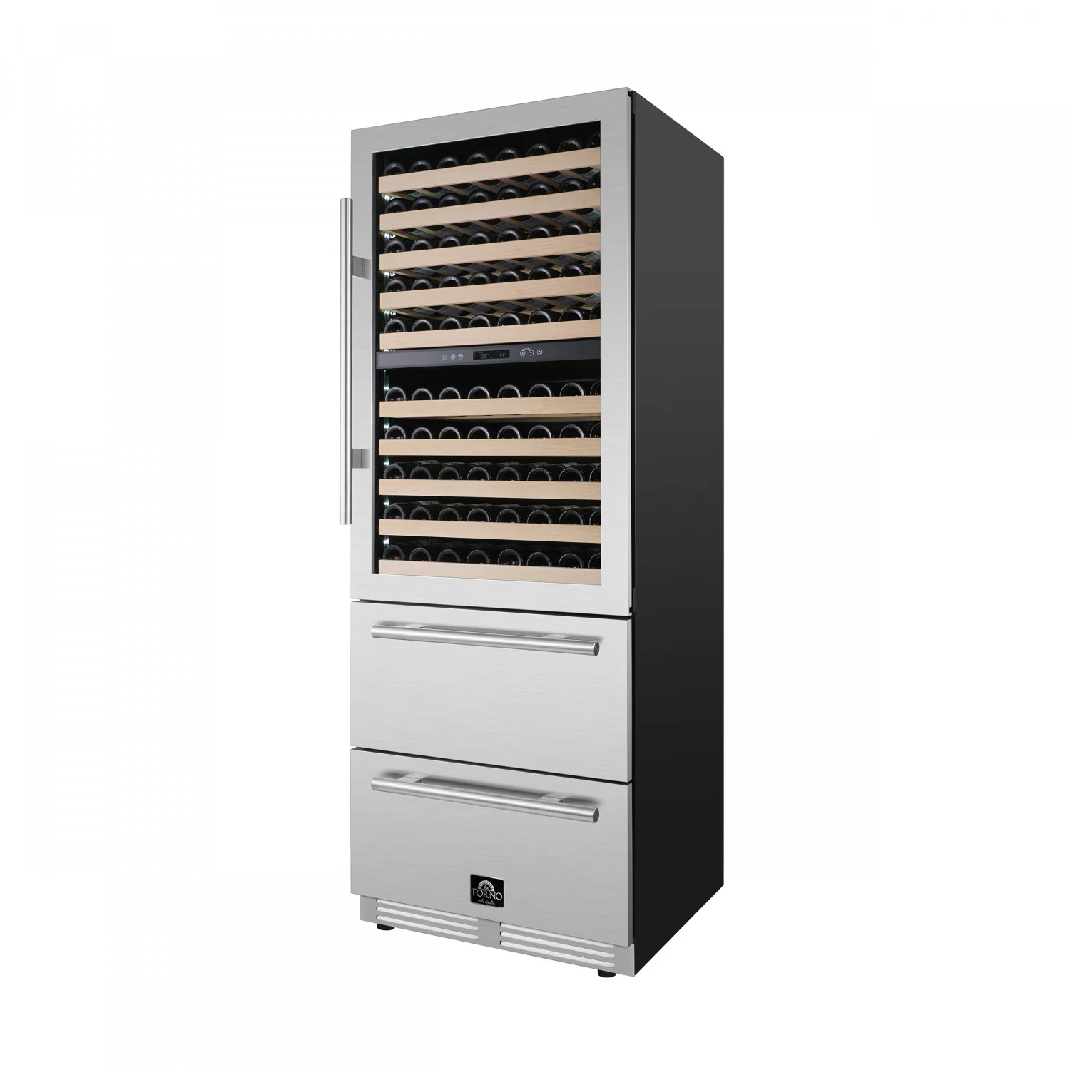 Forno Celano 30" 21.3 Cu.Ft. Stainless Steel 150 Bottle Dual Zone Wine Cellar with Two Beverage Drawers - FWCDR6697-30S - Image 5