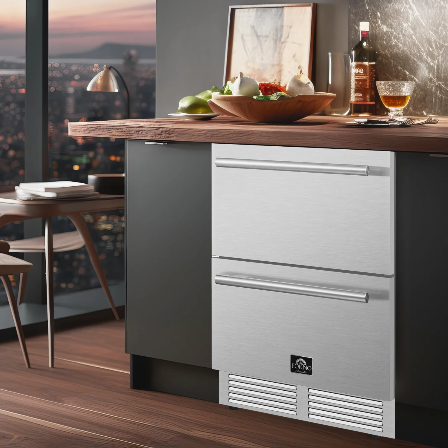 Forno Como 24" 4.87 Cu.Ft. Stainless Steel Undercounter Indoor/Outdoor Drawer Refrigerator - FDROD1611-24S - Image 11