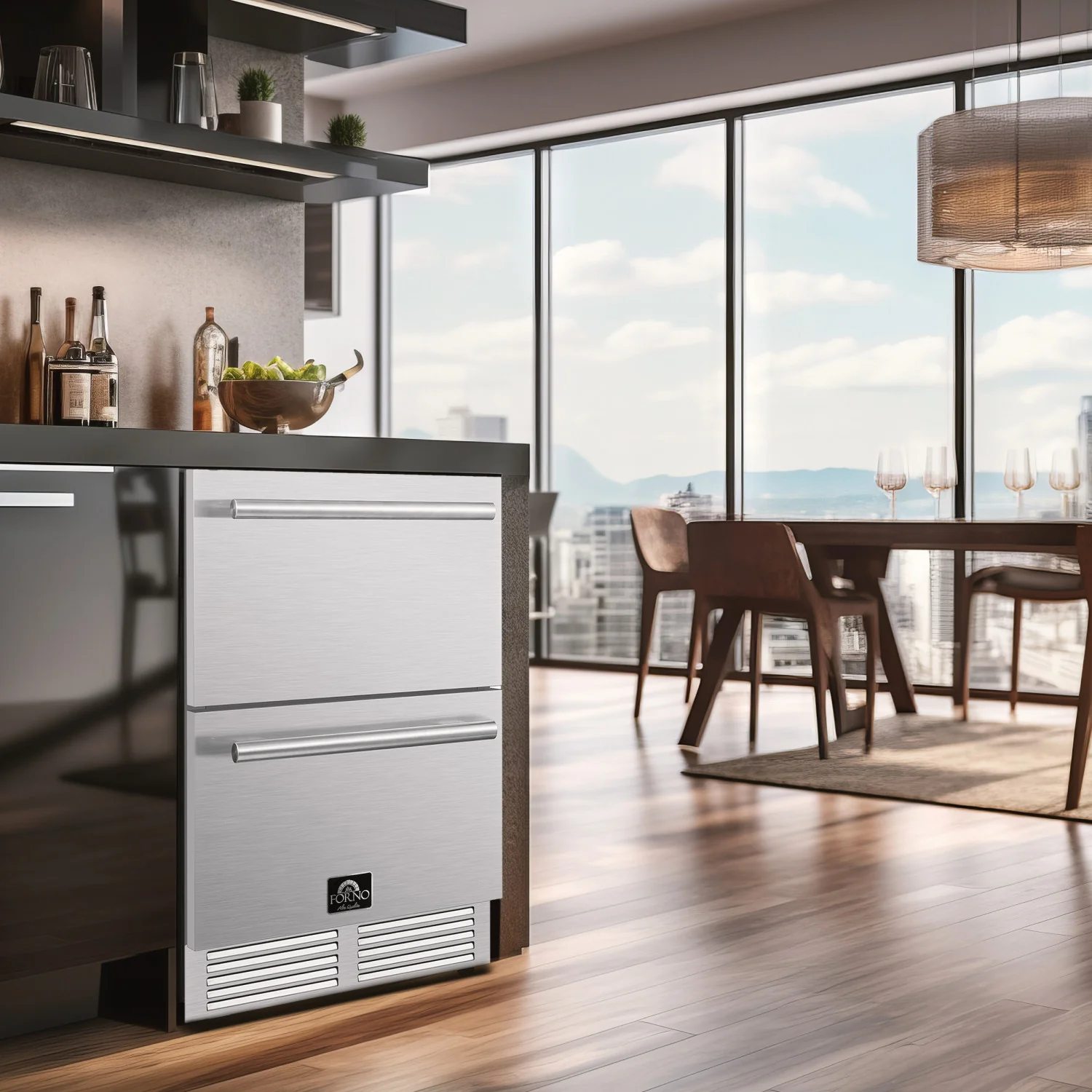 Forno Como 24" 4.87 Cu.Ft. Stainless Steel Undercounter Indoor/Outdoor Drawer Refrigerator - FDROD1611-24S - Image 9