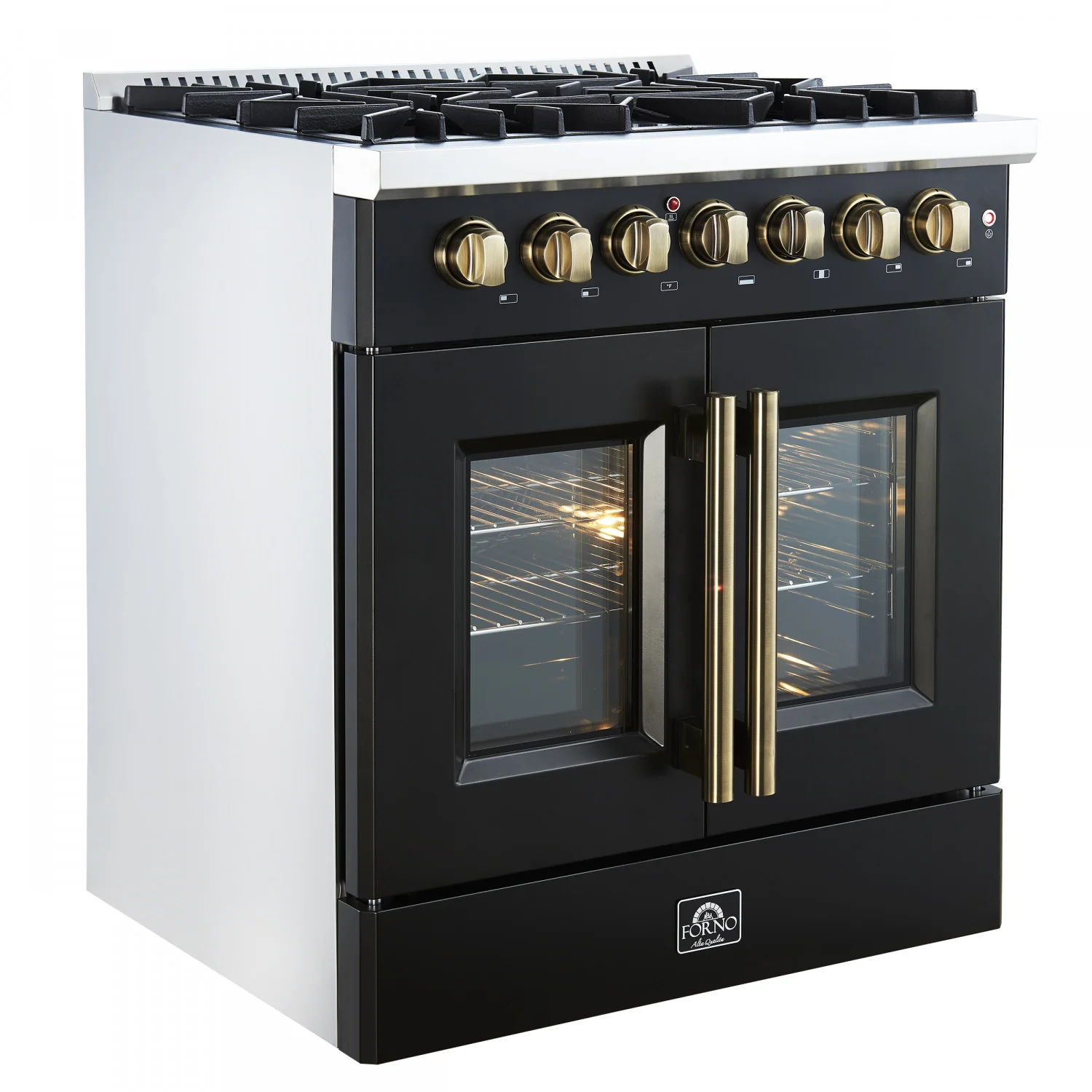 Forno Galiano 30" Black French Door Dual Fuel Range with True Convection (4.32 Cu. Ft.) - FFSGS6356-30BLK - Image 5