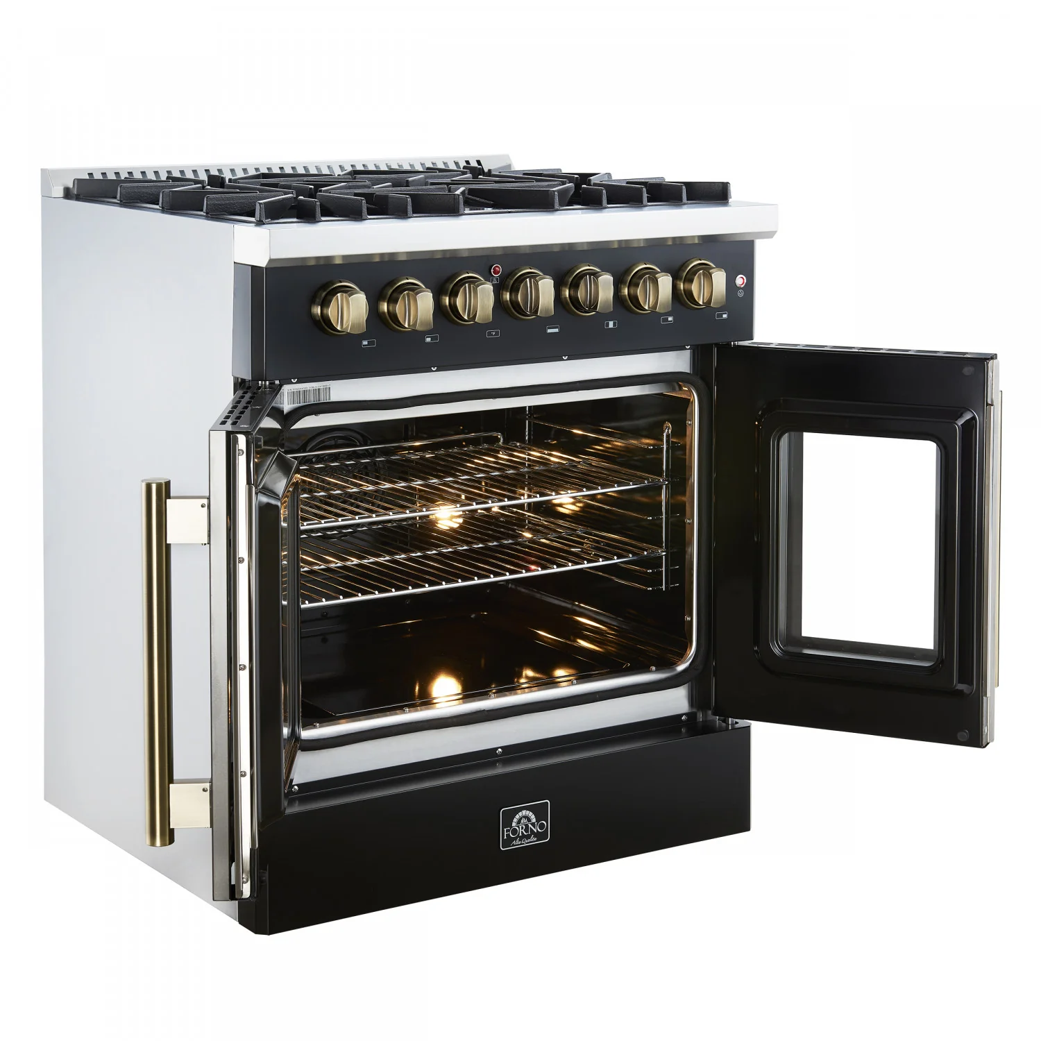Forno Galiano 30" Black French Door Dual Fuel Range with True Convection (4.32 Cu. Ft.) - FFSGS6356-30BLK - Image 7