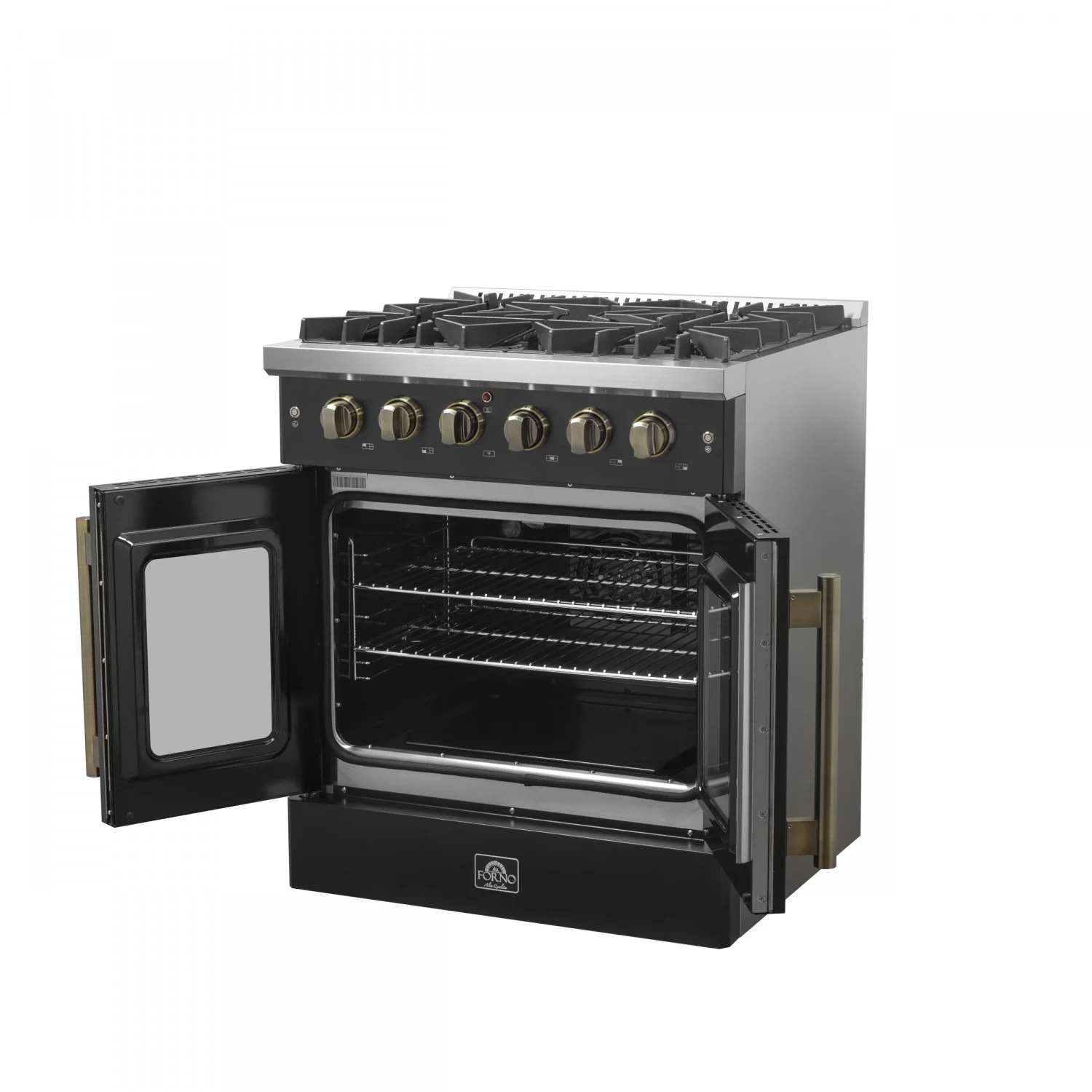 Forno Galiano 30" Black French Door Freestanding Gas Range (4.32 Cu. Ft.) - FFSGS6444-30BLK - Image 10