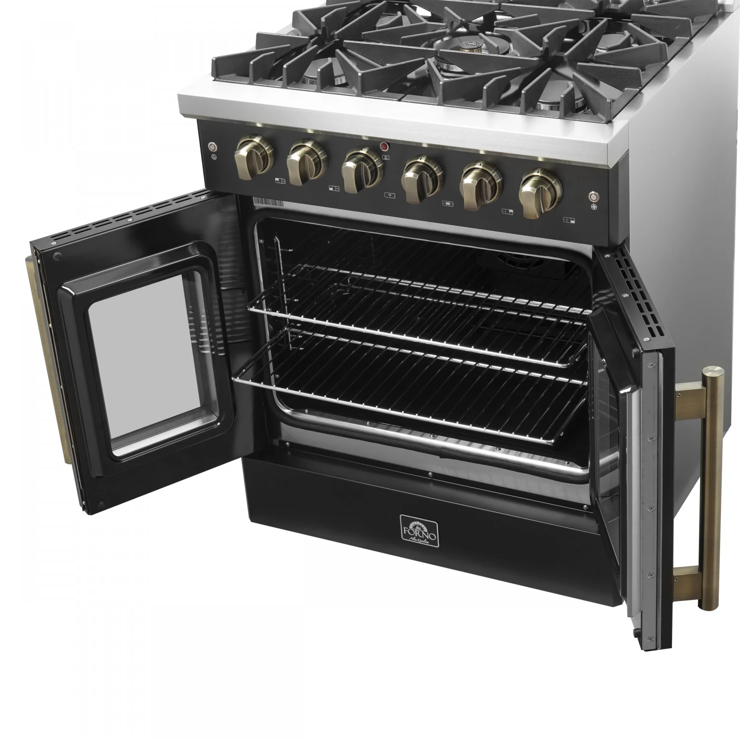Forno Galiano 30" Black French Door Freestanding Gas Range (4.32 Cu. Ft.) - FFSGS6444-30BLK - Image 11