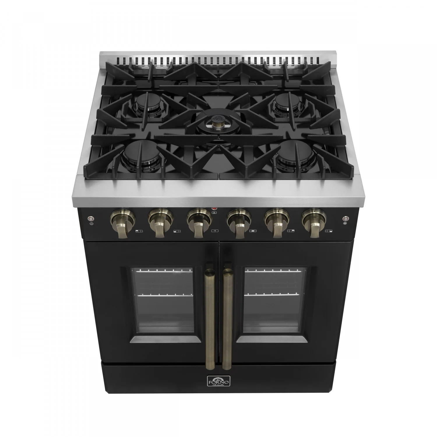 Forno Galiano 30" Black French Door Freestanding Gas Range (4.32 Cu. Ft.) - FFSGS6444-30BLK - Image 4