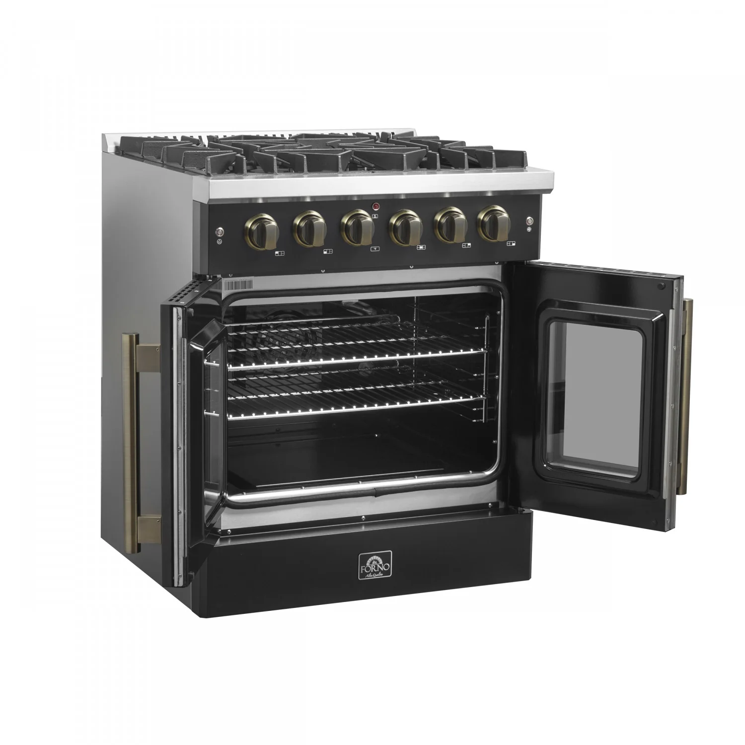 Forno Galiano 30" Black French Door Freestanding Gas Range (4.32 Cu. Ft.) - FFSGS6444-30BLK - Image 8