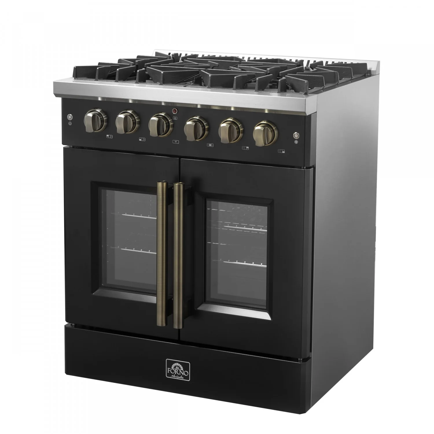 Forno Galiano 30" Black French Door Freestanding Gas Range (4.32 Cu. Ft.) - FFSGS6444-30BLK - Image 9