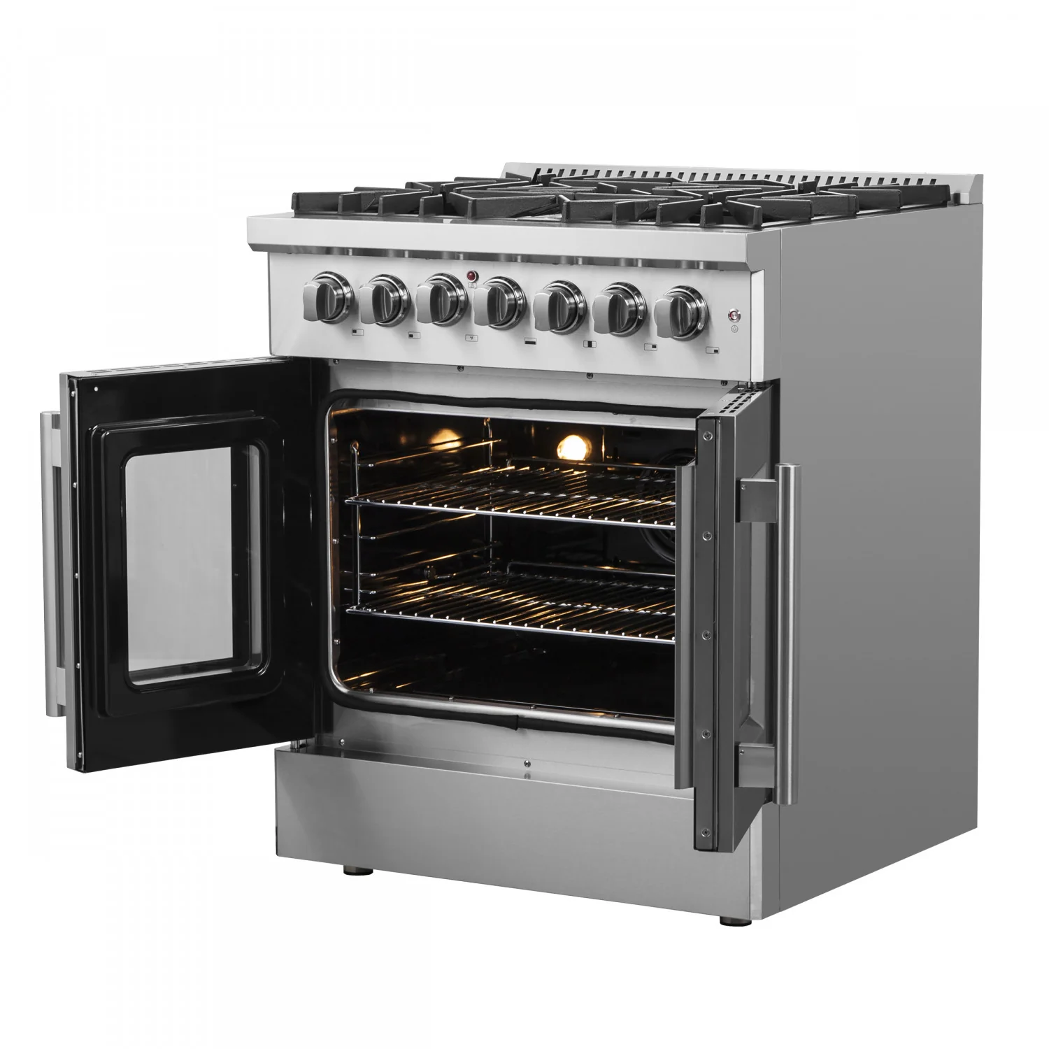 Forno Galiano 30" Stainless Steel French Door Dual Fuel Range with True Convection (4.32 Cu. Ft.) - FFSGS6356-30 - Image 7