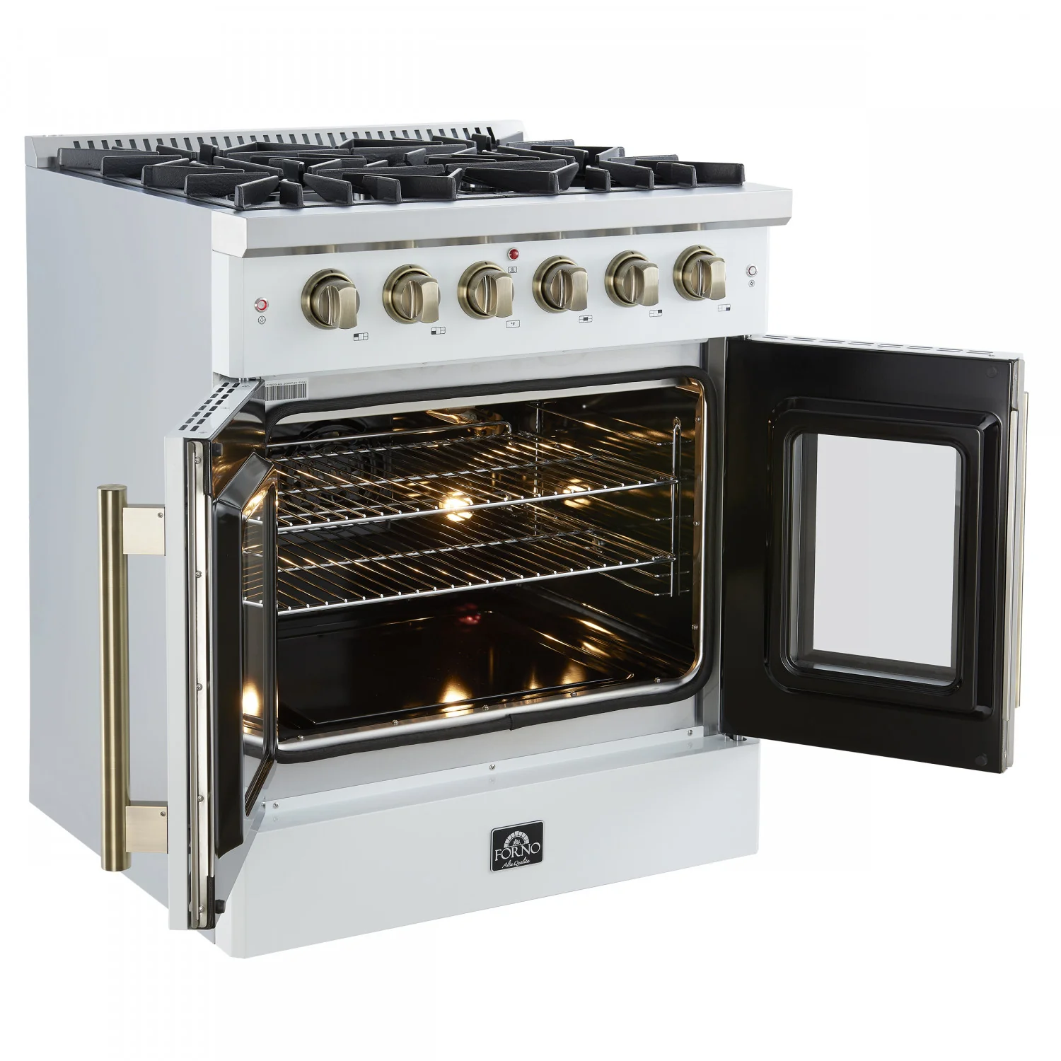 Forno Galiano 30" White French Door Freestanding Gas Range (4.32 Cu. Ft.) - FFSGS6444-30WHT - Image 7