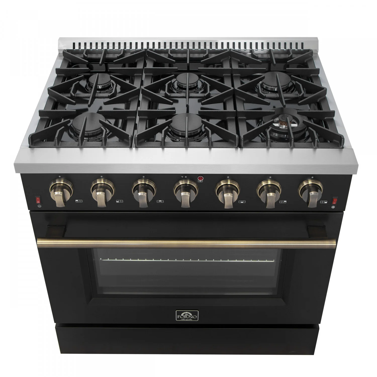 Forno Galiano 36" Black Freestanding Gas Range (5.36 Cu. Ft.) - FFSGS6244-36BLK - Image 2