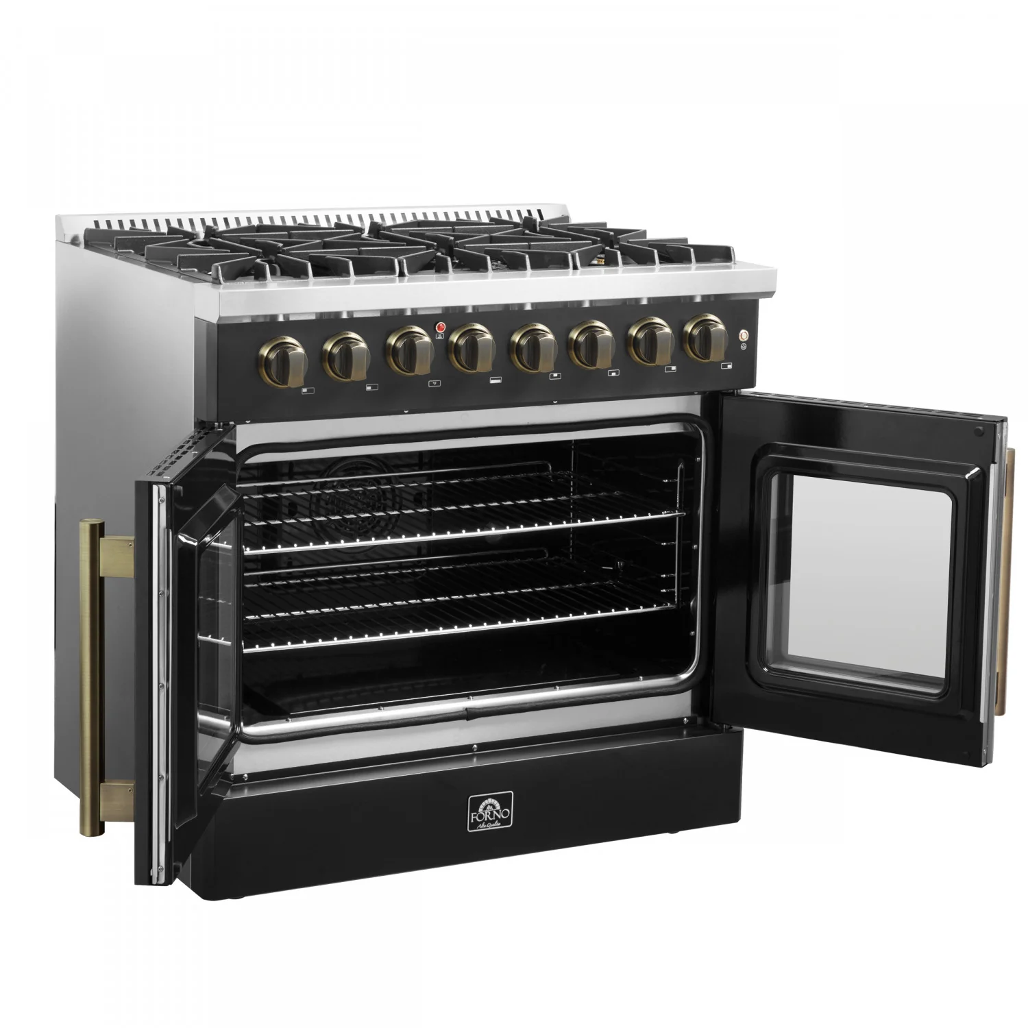 Forno Galiano 36" Black French Door Dual Fuel Range with True Convection (5.36 Cu. Ft.) - FFSGS6356-36BLK - Image 13