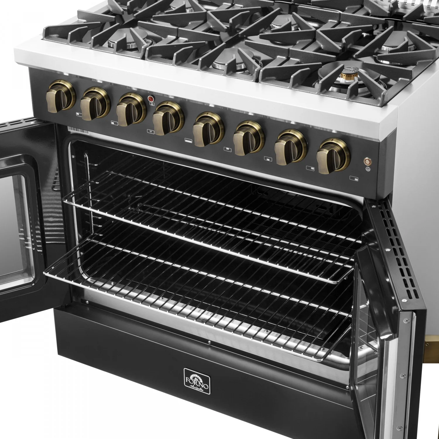Forno Galiano 36" Black French Door Dual Fuel Range with True Convection (5.36 Cu. Ft.) - FFSGS6356-36BLK - Image 20