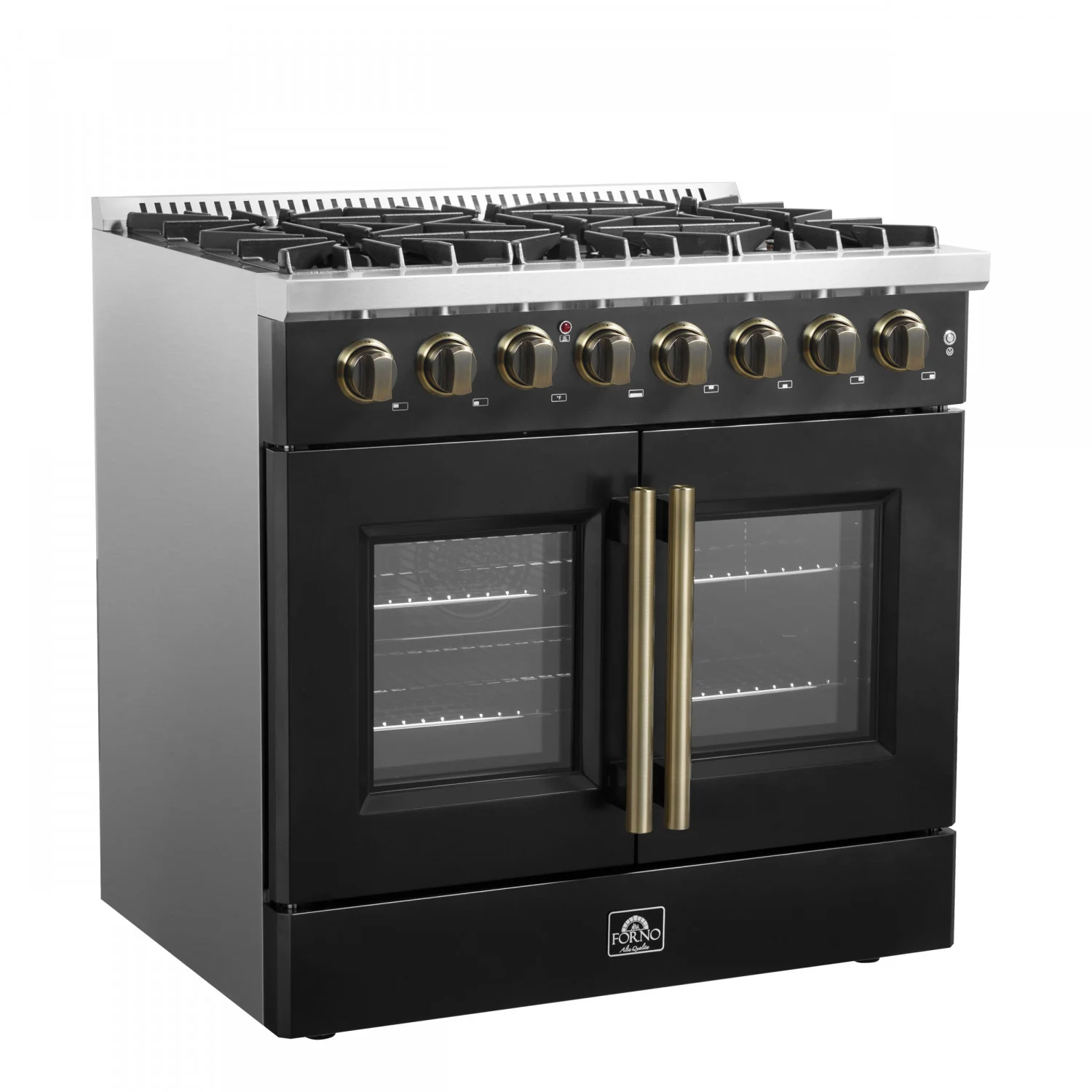 Forno Galiano 36" Black French Door Dual Fuel Range with True Convection (5.36 Cu. Ft.) - FFSGS6356-36BLK - Image 8
