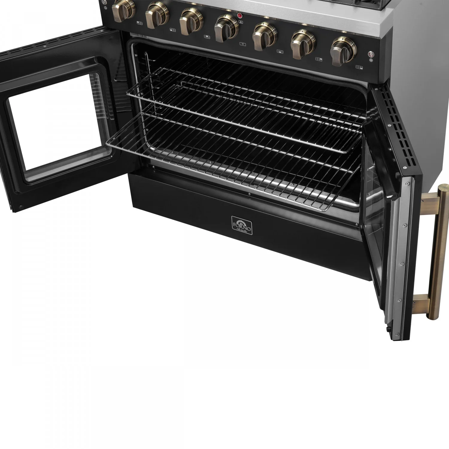 Forno Galiano 36" Black French Door Freestanding Gas Range (5.36 Cu. Ft.) - FFSGS6444-36BLK - Image 11