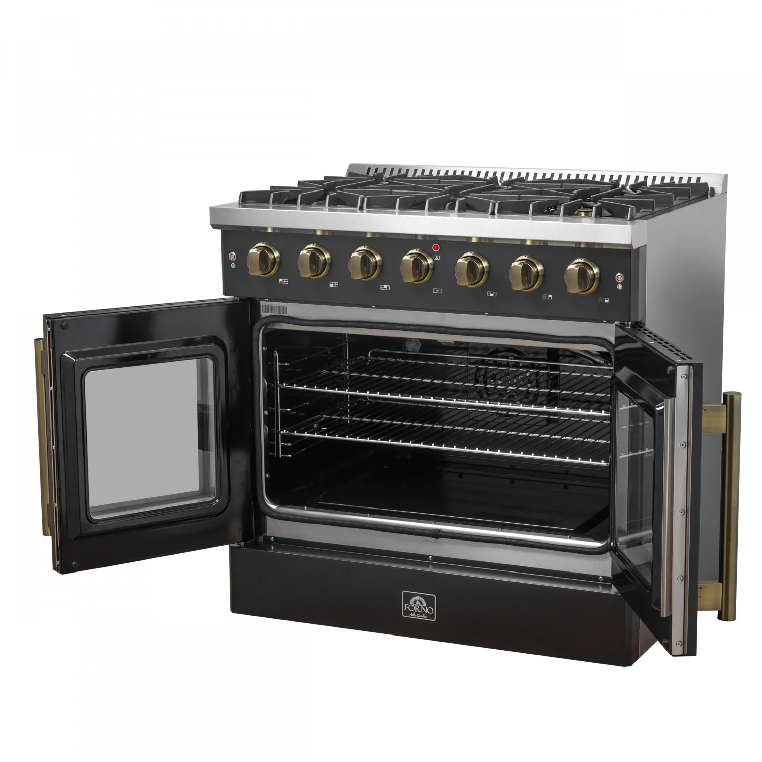 Forno Galiano 36" Black French Door Freestanding Gas Range (5.36 Cu. Ft.) - FFSGS6444-36BLK - Image 14