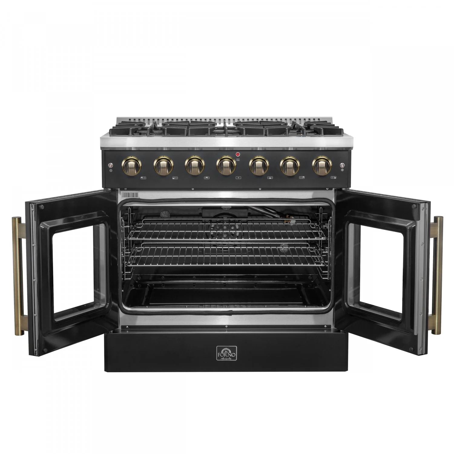 Forno Galiano 36" Black French Door Freestanding Gas Range (5.36 Cu. Ft.) - FFSGS6444-36BLK - Image 3