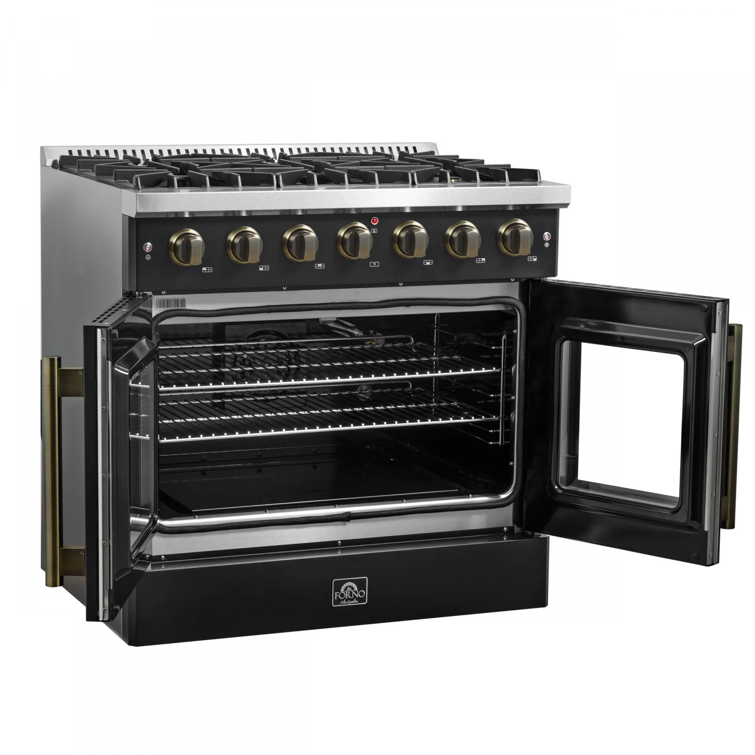 Forno Galiano 36" Black French Door Freestanding Gas Range (5.36 Cu. Ft.) - FFSGS6444-36BLK - Image 9