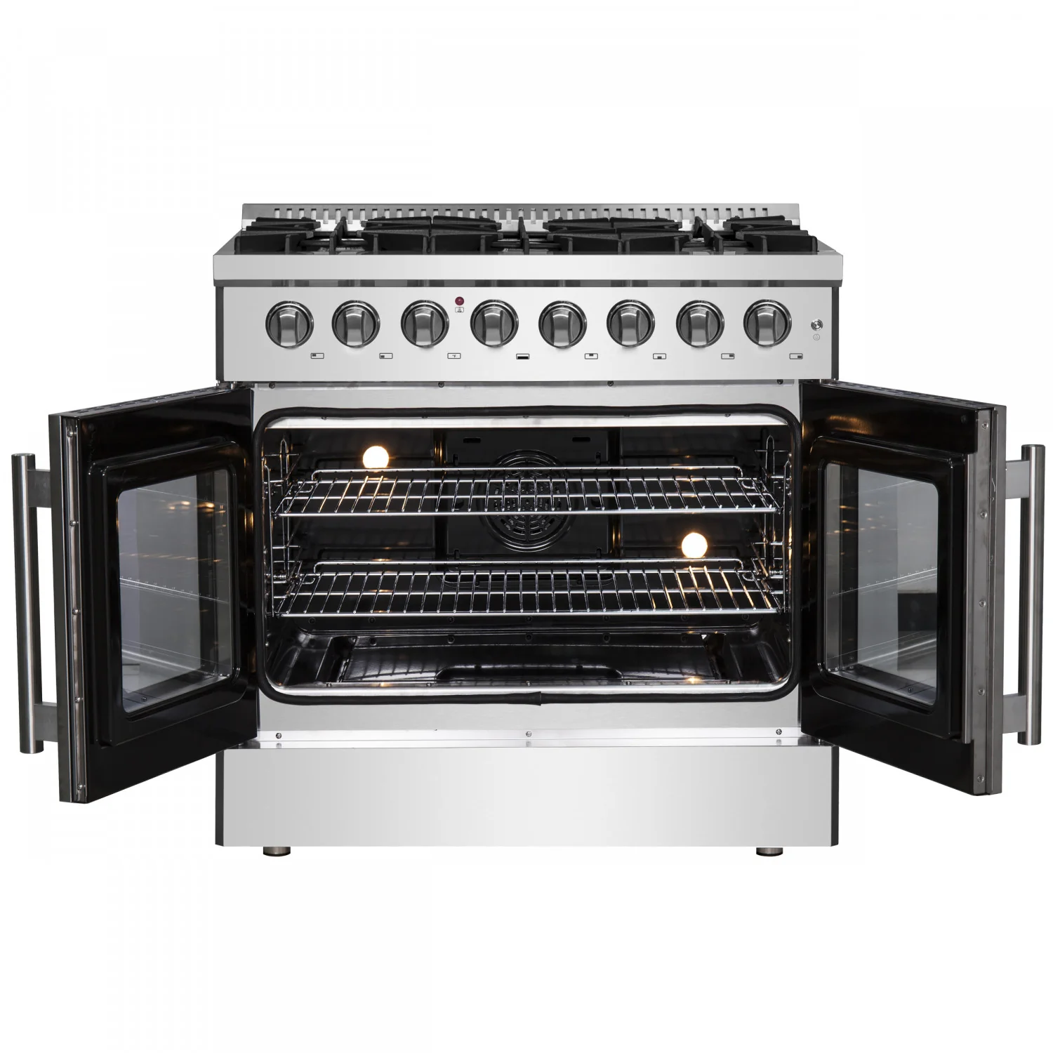 Forno Galiano 36" Stainless Steel French Door Dual Fuel Range with True Convection (5.36 Cu. Ft.) - FFSGS6356-36 - Image 5