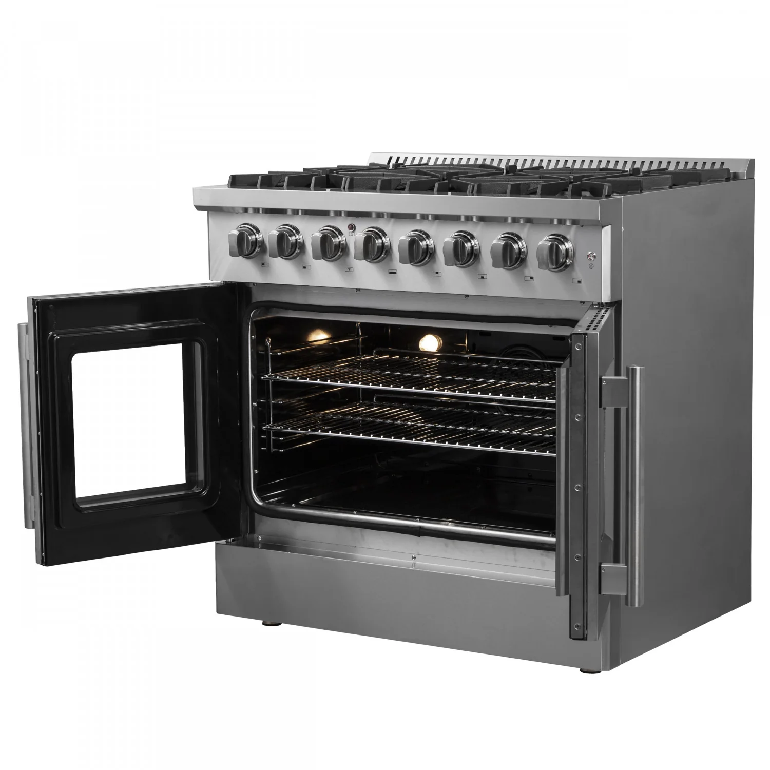Forno Galiano 36" Stainless Steel French Door Dual Fuel Range with True Convection (5.36 Cu. Ft.) - FFSGS6356-36 - Image 6