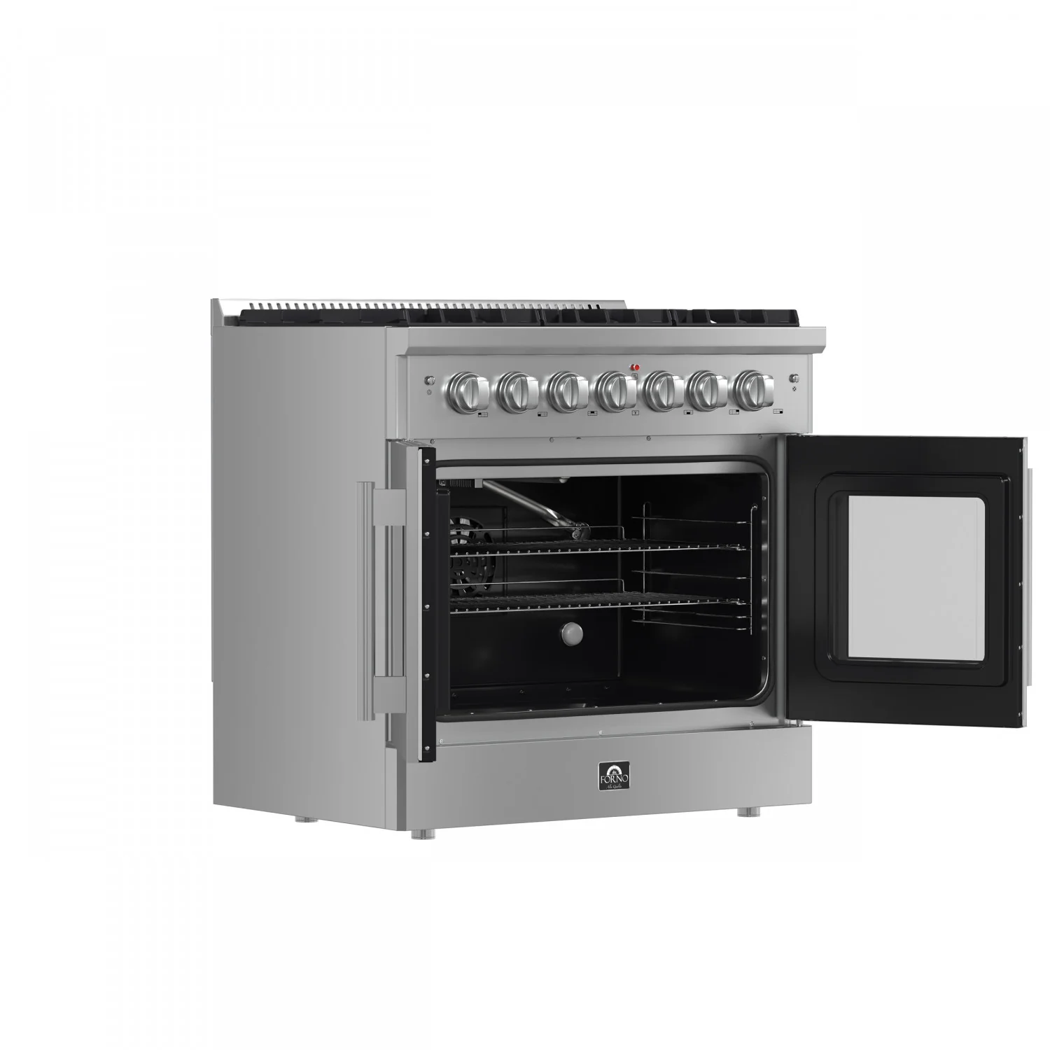 Forno Galiano 36" Stainless Steel French Door Freestanding Gas Range (5.36 Cu. Ft.) - FFSGS6444-36 - Image 4