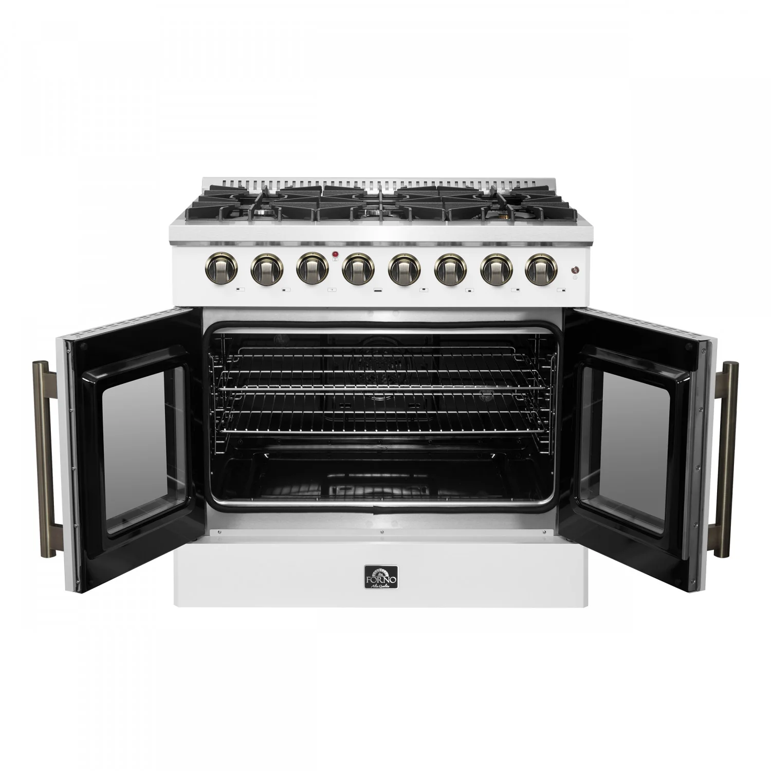 Forno Galiano 36" White French Door Dual Fuel Range with True Convection (5.36 Cu. Ft.) - FFSGS6356-36WHT - Image 2