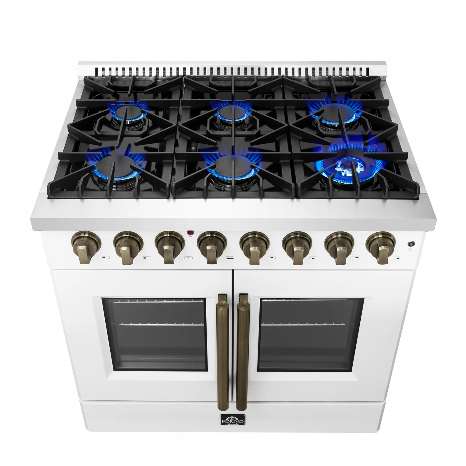 Forno Galiano 36" White French Door Dual Fuel Range with True Convection (5.36 Cu. Ft.) - FFSGS6356-36WHT - Image 3