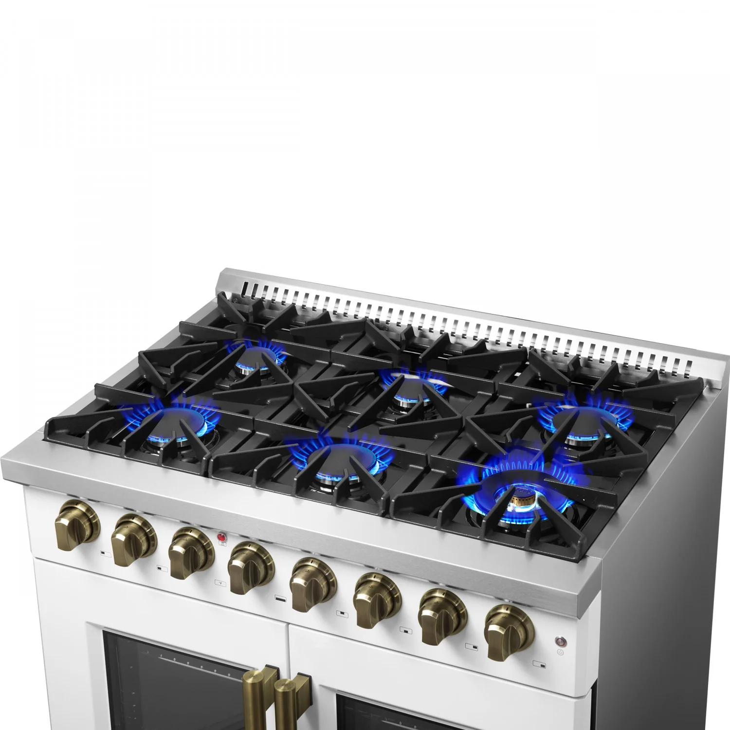 Forno Galiano 36" White French Door Dual Fuel Range with True Convection (5.36 Cu. Ft.) - FFSGS6356-36WHT - Image 4