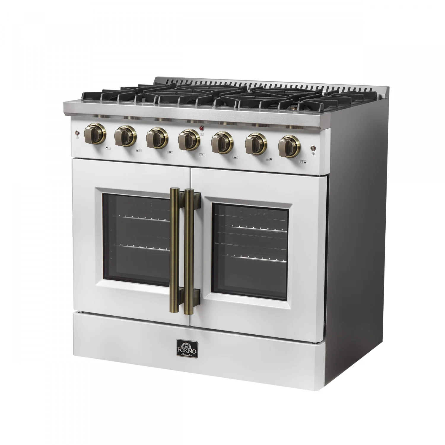 Forno Galiano 36" White French Door Freestanding Gas Range (5.36 Cu. Ft.) - FFSGS6444-36WHT - Image 2