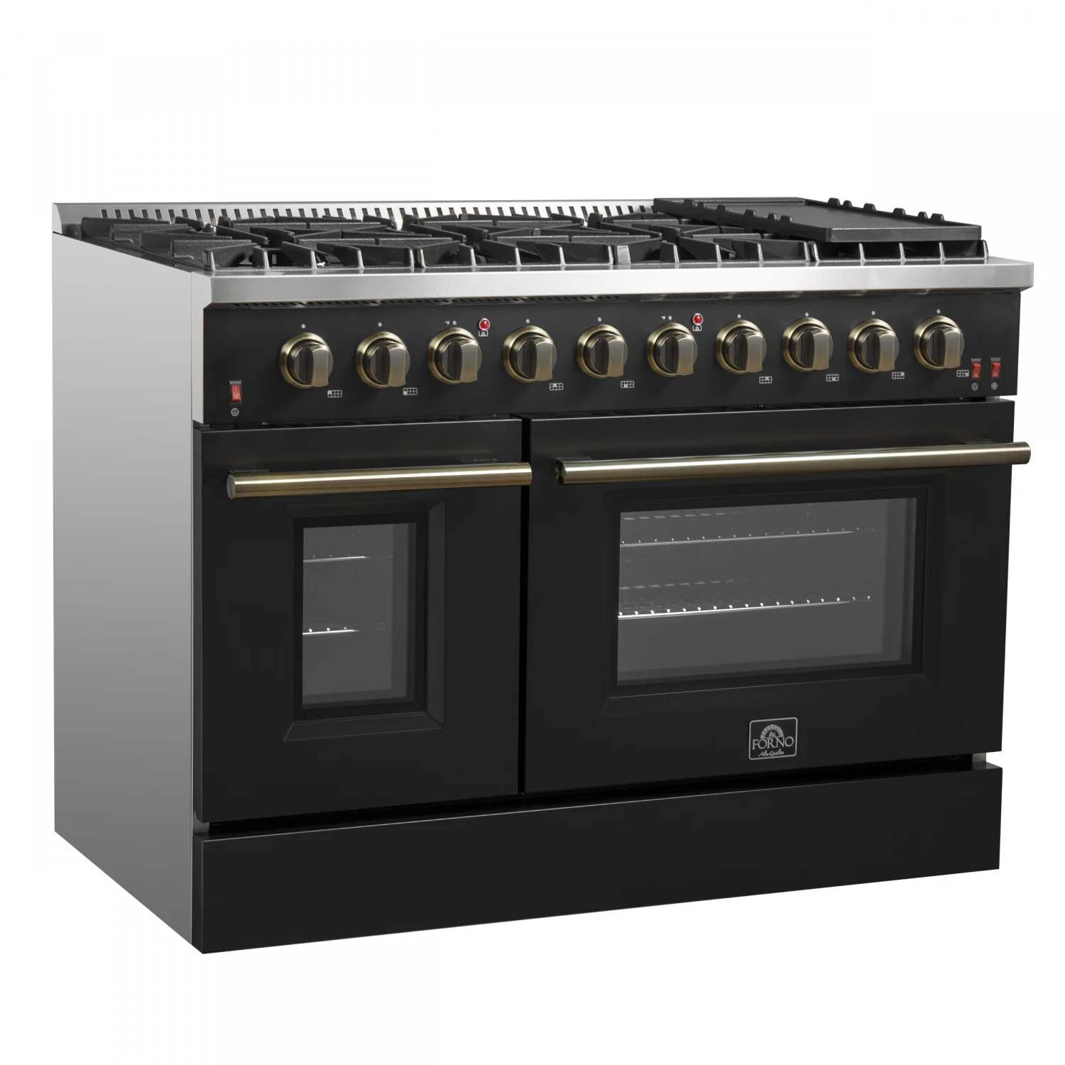 Forno Galiano 48" Black Freestanding Double Oven Gas Range (6.58 Cu. Ft.) - FFSGS6244-48BLK - Image 12