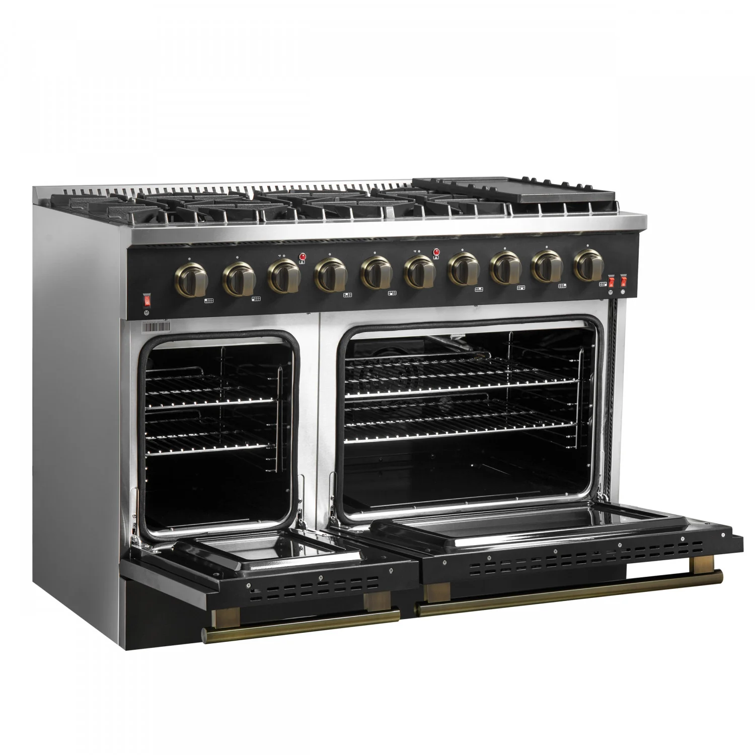 Forno Galiano 48" Black Freestanding Double Oven Gas Range (6.58 Cu. Ft.) - FFSGS6244-48BLK - Image 14