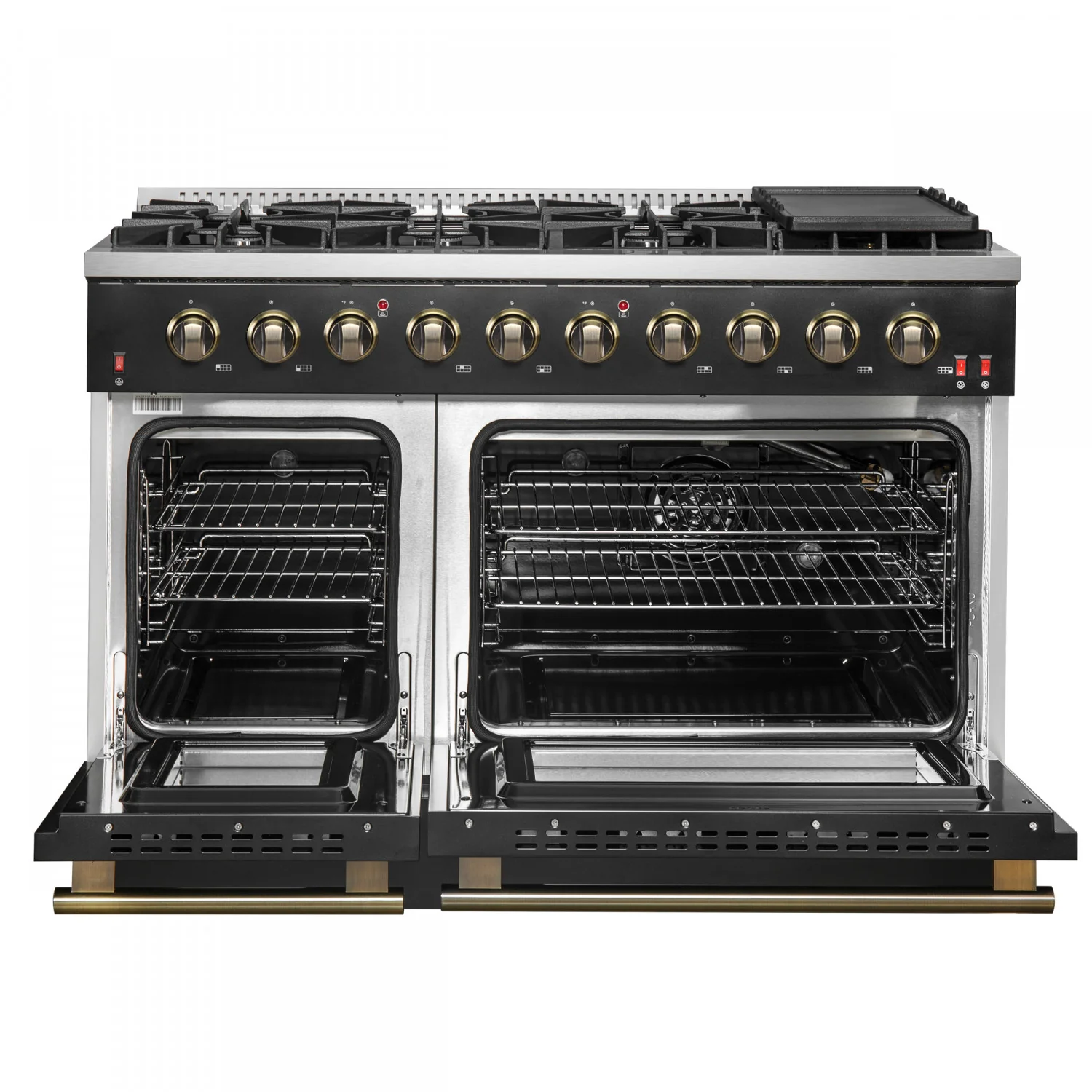 Forno Galiano 48" Black Freestanding Double Oven Gas Range (6.58 Cu. Ft.) - FFSGS6244-48BLK - Image 2